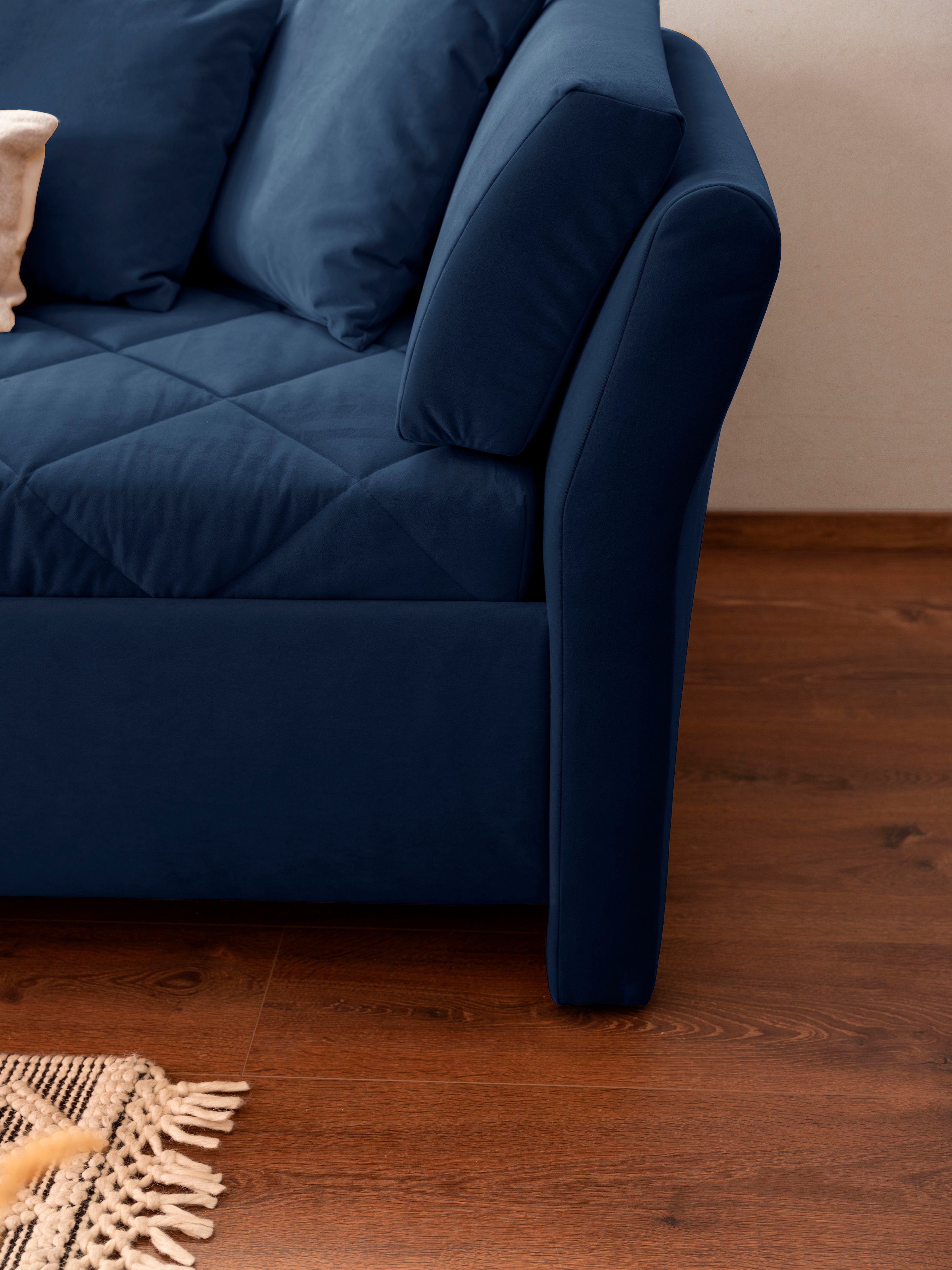 alina Schlafsofa »Lindsay«, Bettkasten, Zierkissen-Set aus: 2 Stk. 40x40cm, 1 Stk. 30x30cm