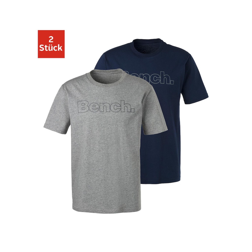 Bench. Loungewear T-Shirt, (2 tlg.), Shirt mit Logoprint, Basicshirt mit Rundhals aus reiner Baumwolle