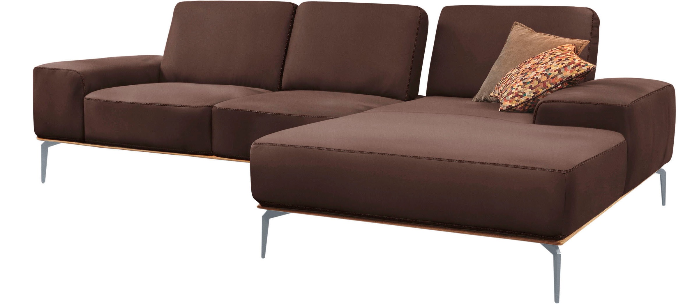 Thumbnail - W.SCHILLIG Ecksofa "run, Designsofa mit tollem Sitzkomfort, bequem, L-Form", mit elegantem Holzsockel, Füße in Silber ma...