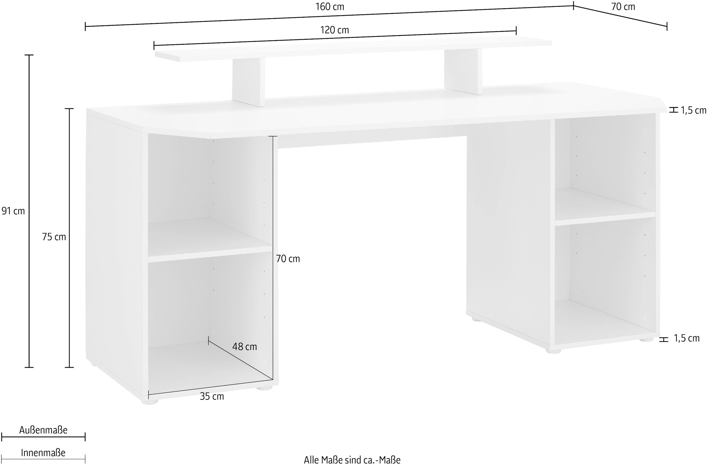 borchardt Möbel Gamingtisch »Tippy«, viel mit Stauraum | Schreibtisch cm, BAUR kaufen 160 Breite