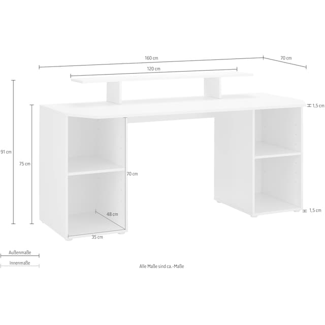 borchardt Möbel Gamingtisch »Tippy«, Breite 160 cm, Schreibtisch mit viel  Stauraum kaufen | BAUR