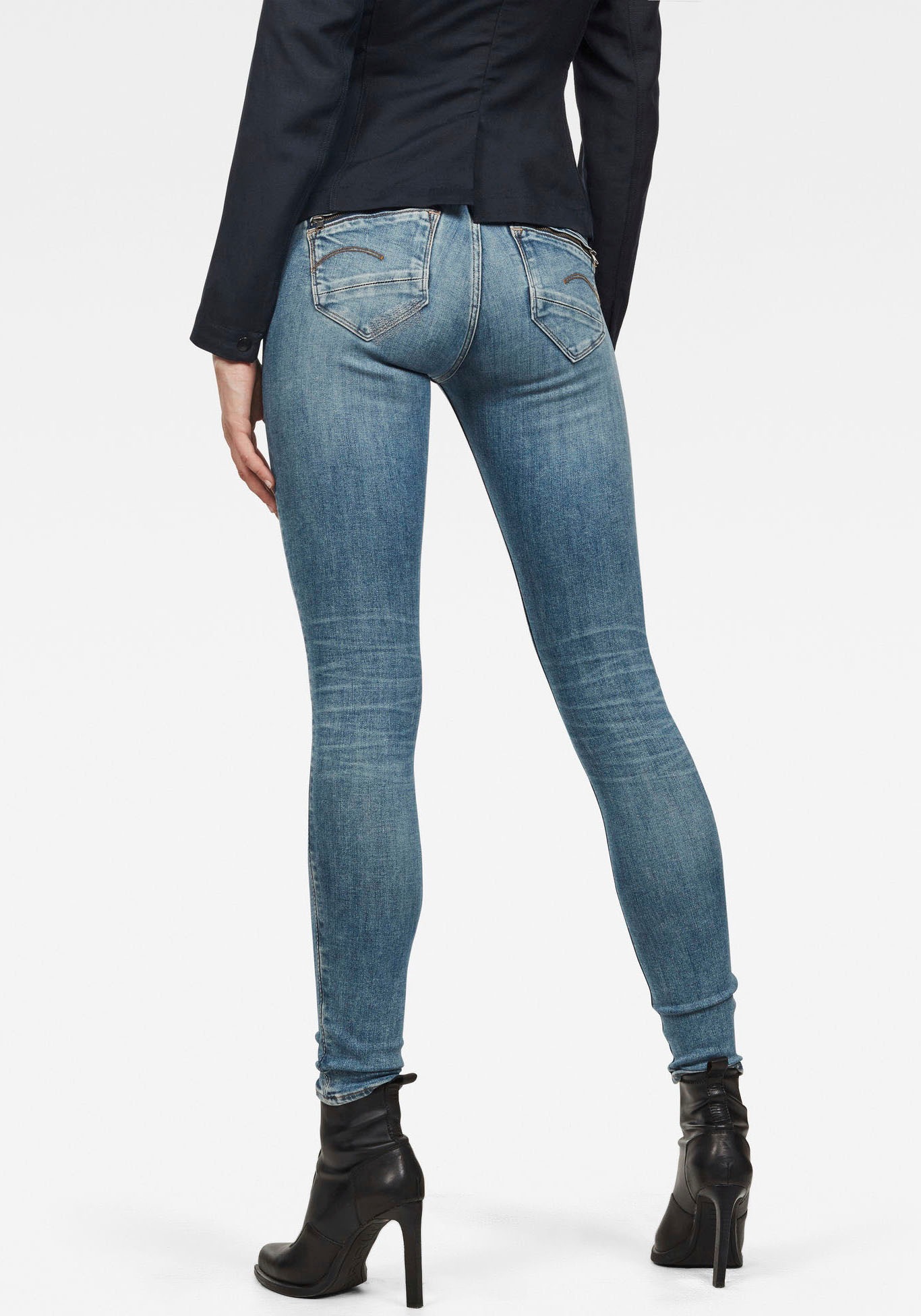 G-Star RAW Skinny-fit-Jeans »Midge Zip Mid Skinny«, mit Reißverschluss-Taschen hinten