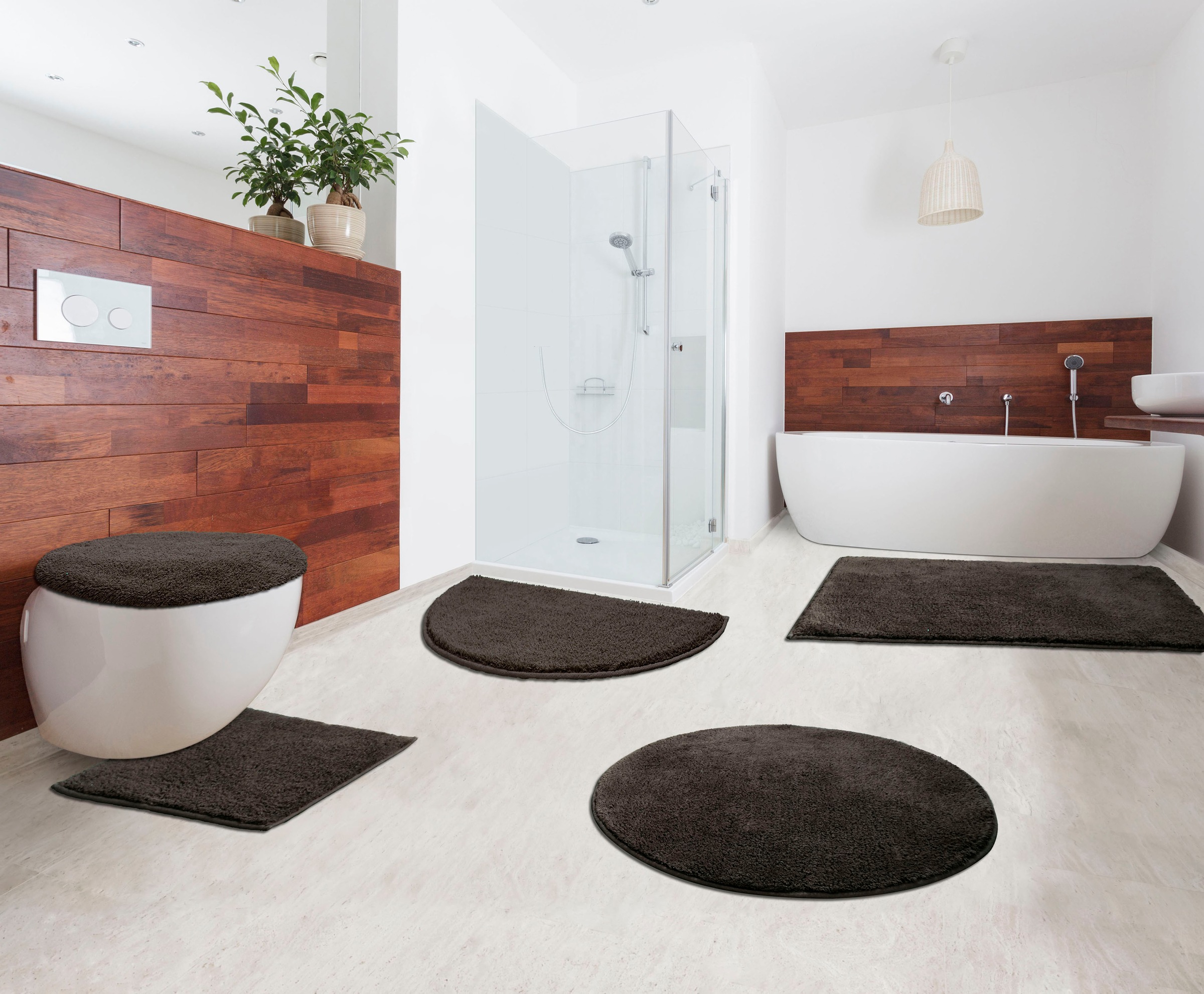 my home Badematte »Maren, Badvorleger, Badezimmer Teppich«, rutschhemmend beschichtet, fußbodenheizungsgeeignet, Bio-Baumwolle, Badteppich, Badematten auch als 3 teiliges Set