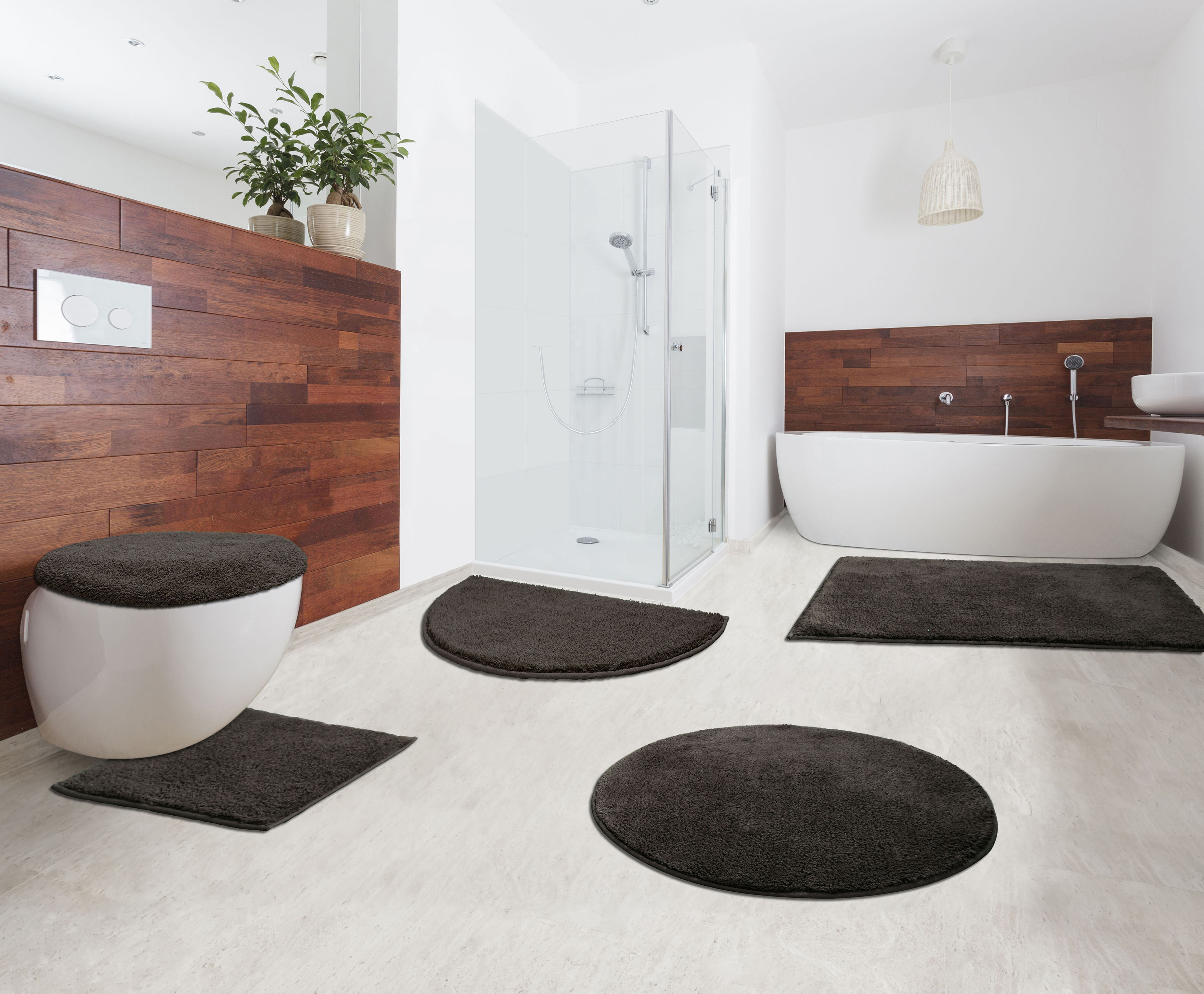 Thumbnail - my home Badematte "Maren, Badvorleger, Badezimmer Teppich" Höhe 15 mm rutschhemmend beschichtet fußbodenheizungsgeeignet...