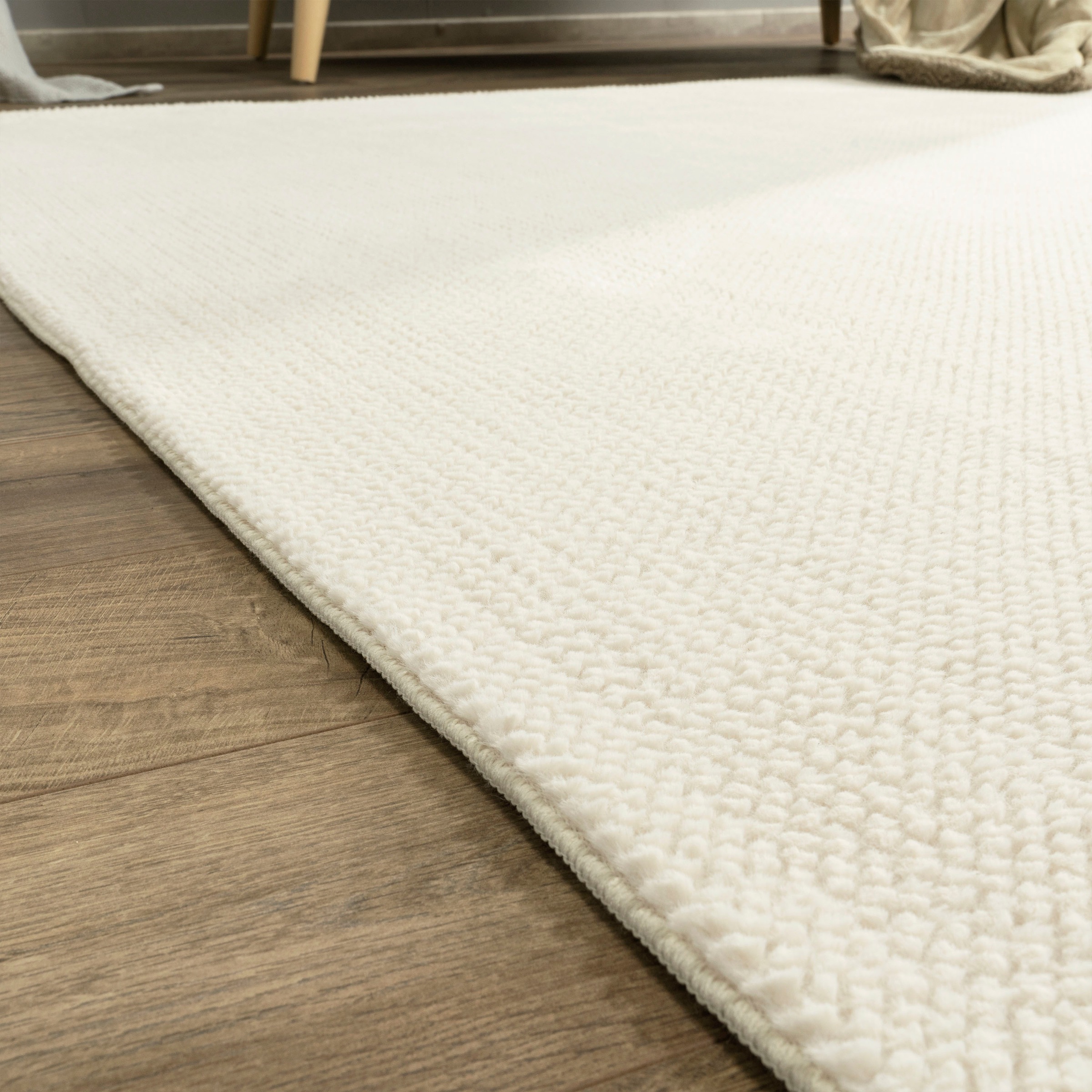 Teppich MY HOME "Ciney, LAGERRÄUMUNG" Gr. 2, beige (creme), B:120cm H:16mm L:160cm, Polyester, Teppiche, Teppich, Kurzflor, Hoch-Tief Effekt, Uni Farben, Scandi Design, besonders weich 3