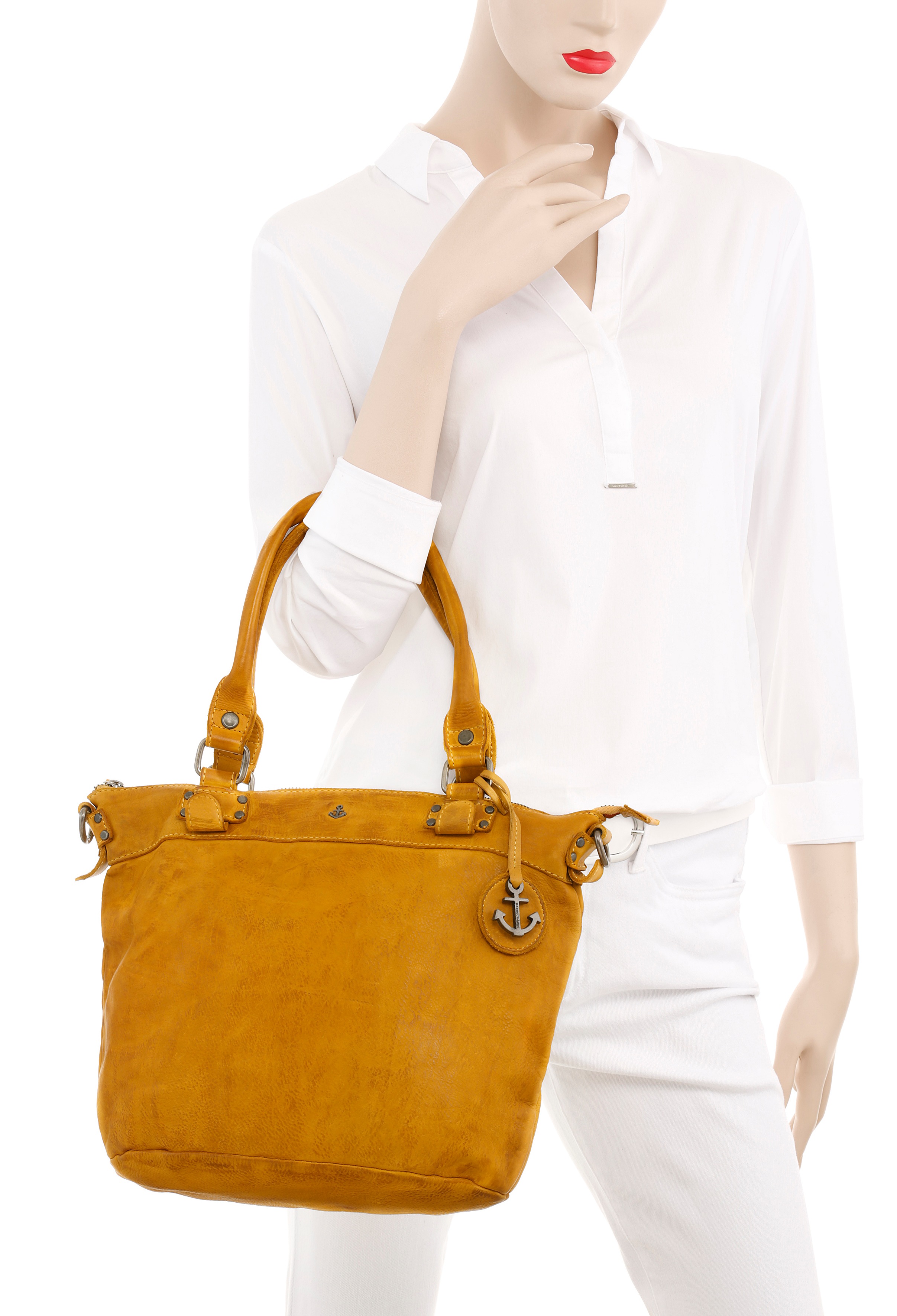 Thumbnail - HARBOUR 2nd Shopper "Bianca", aus Leder mit typischen Marken-Anker-Label und Schmuckanhänger