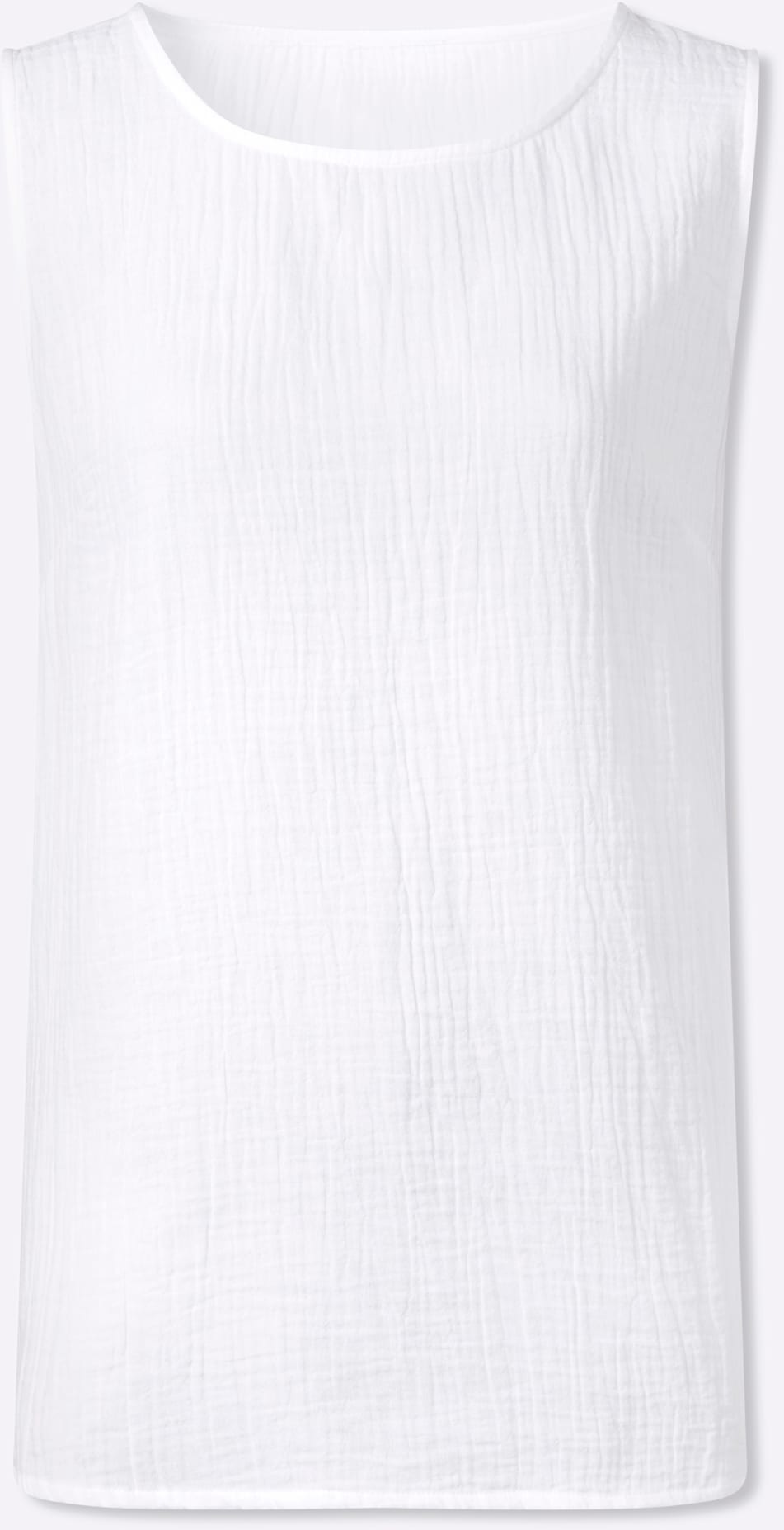Blusentop CLASSIC BASICS, Damen, Gr. 52, weiß, 100% Baumwolle, unifarben, Rundhals, Blusen Blusentop 2