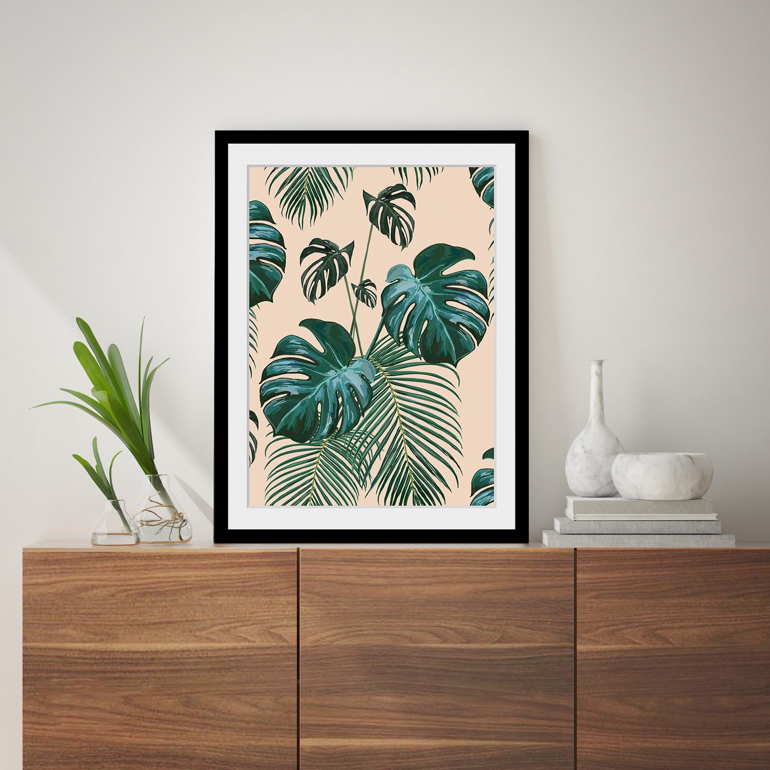 queence Bild »Alecksa«, Blätter-Pflanzen-Pflanzenbilder-Kunst, HD Premium Poster-Druck inkl. Holzrahmen