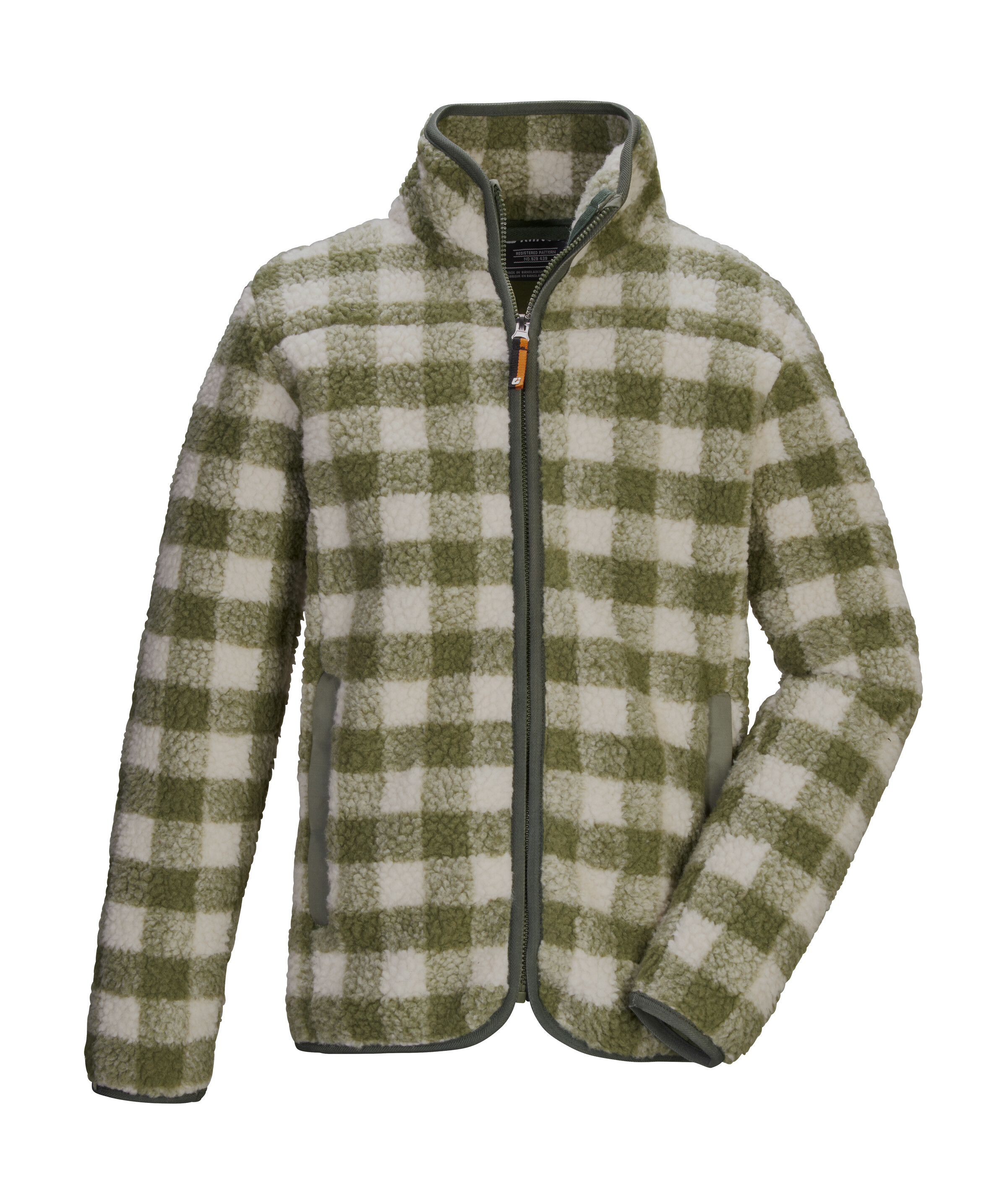 Killtec Fleecejacke "KOW 244 BYS FLC JCKT" Kinder Sherpa Fleecejacke mit Karomuster, Kinnschutz und Taschen
