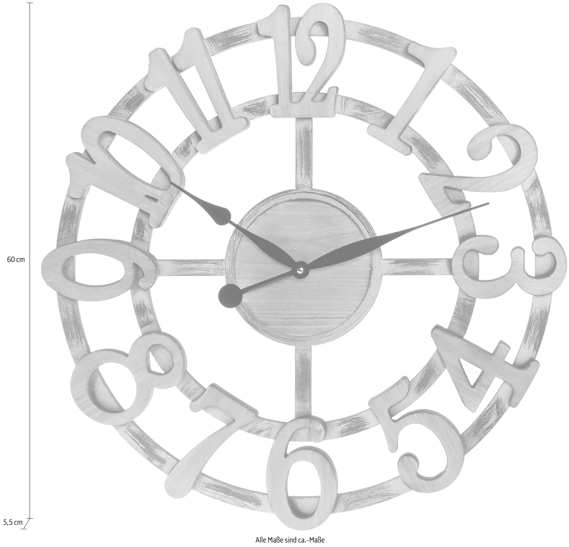 Myflair Möbel & Accessoires Wanduhr »- Natur -«, XXL, rund, Ø 60 cm, dekorativ in Küche & Wohnzimmer