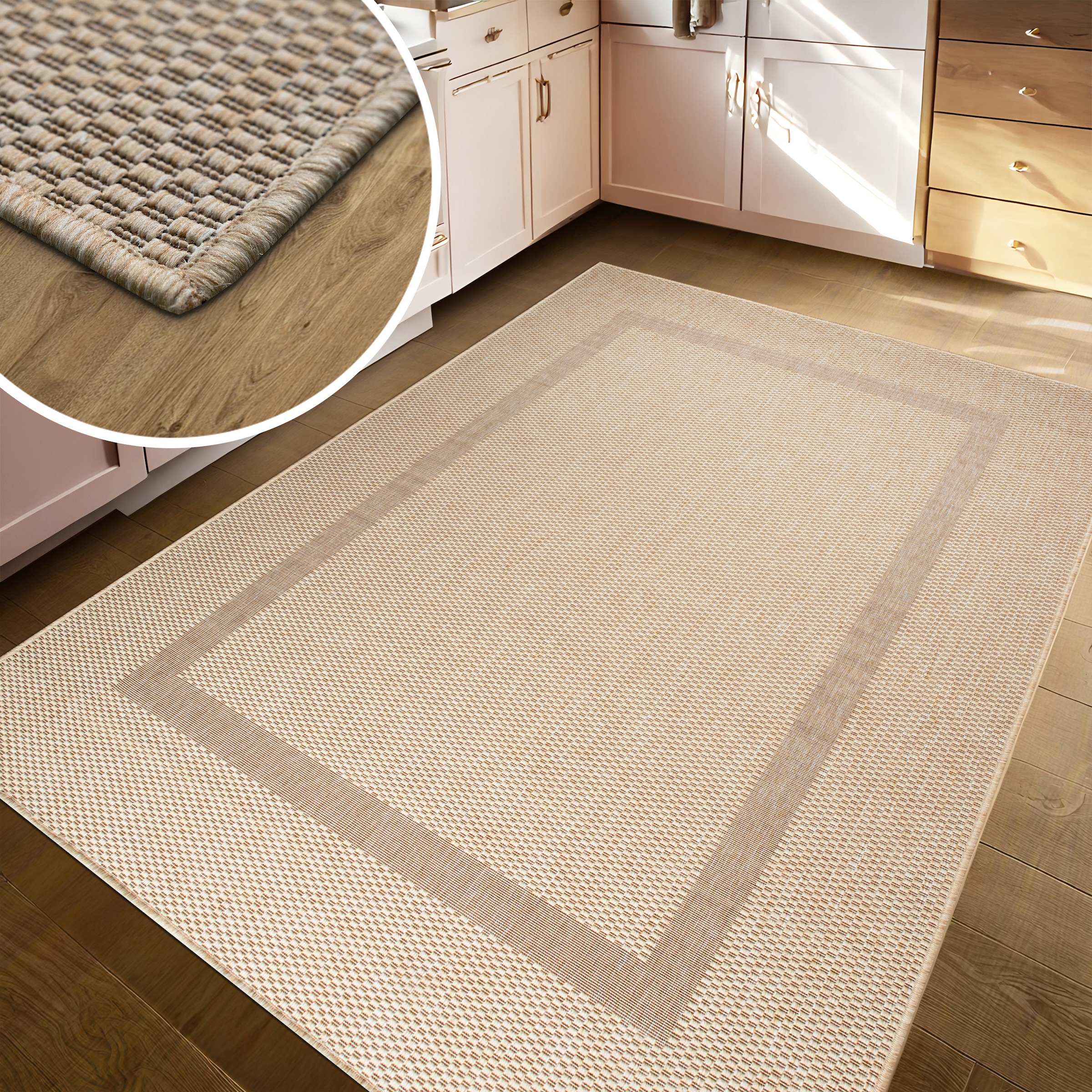 my home Teppich »Venedig Bordüre auch als Läufer erhältlich«, rechteckig, 3 mm Höhe, In- und Outdoor geeignet, Sisal-Optik, Wetterfest & UV-beständig