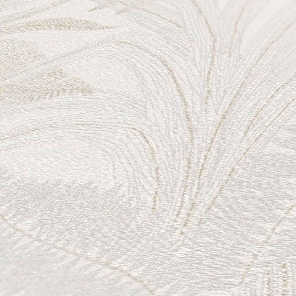 living walls Vliestapete »Stories of Life florale Tapete Blätter Creme Beige«, floral-botanisch-Wald, Metallic Vliestapete für Schlafzimmer Tapeten Wohnzimmer Schlafzimmer