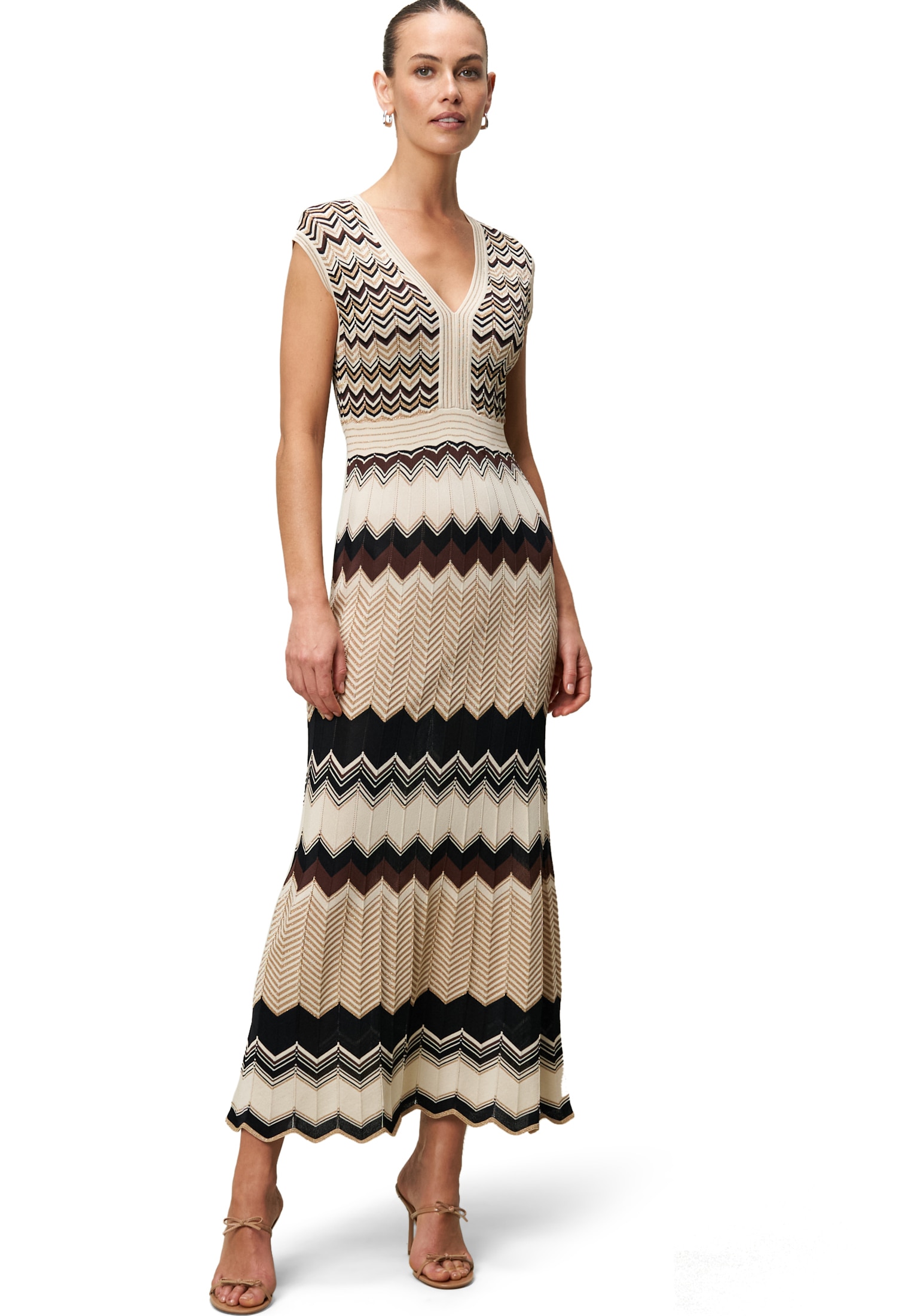 Zero Strickkleid "zero Damen Sommerkleid Strickkleid mit Zickzackmuster", F günstig online kaufen