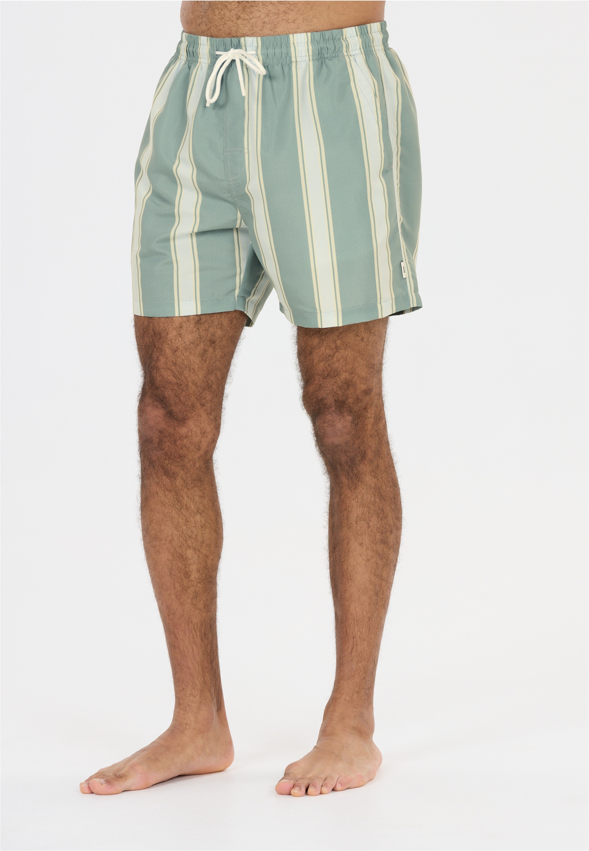 NOU Herren Badeshorts "Enrique", grün, Gr. M, gestreift, 100% Polyester, Badehosen, mit Quick Dry-Funktion