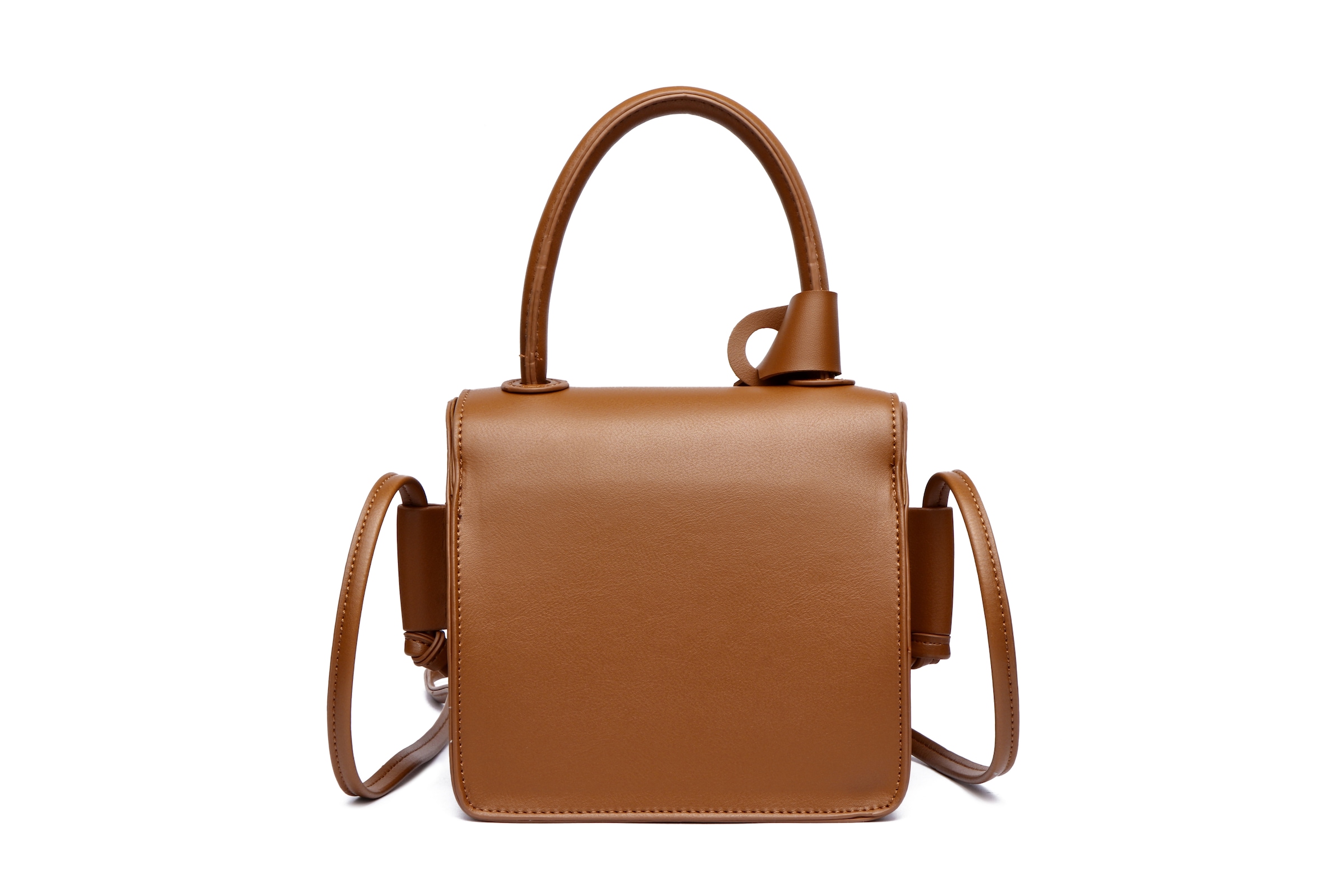 Umhängetasche "Kira", Damen, Gr. B/H/T: 16cm x 16cm x 13cm onesize, braun (cognac), Lederimitat, COLLEZIONE ALESSANDRO, Taschen Umhängetasche, schlichtes Design 3