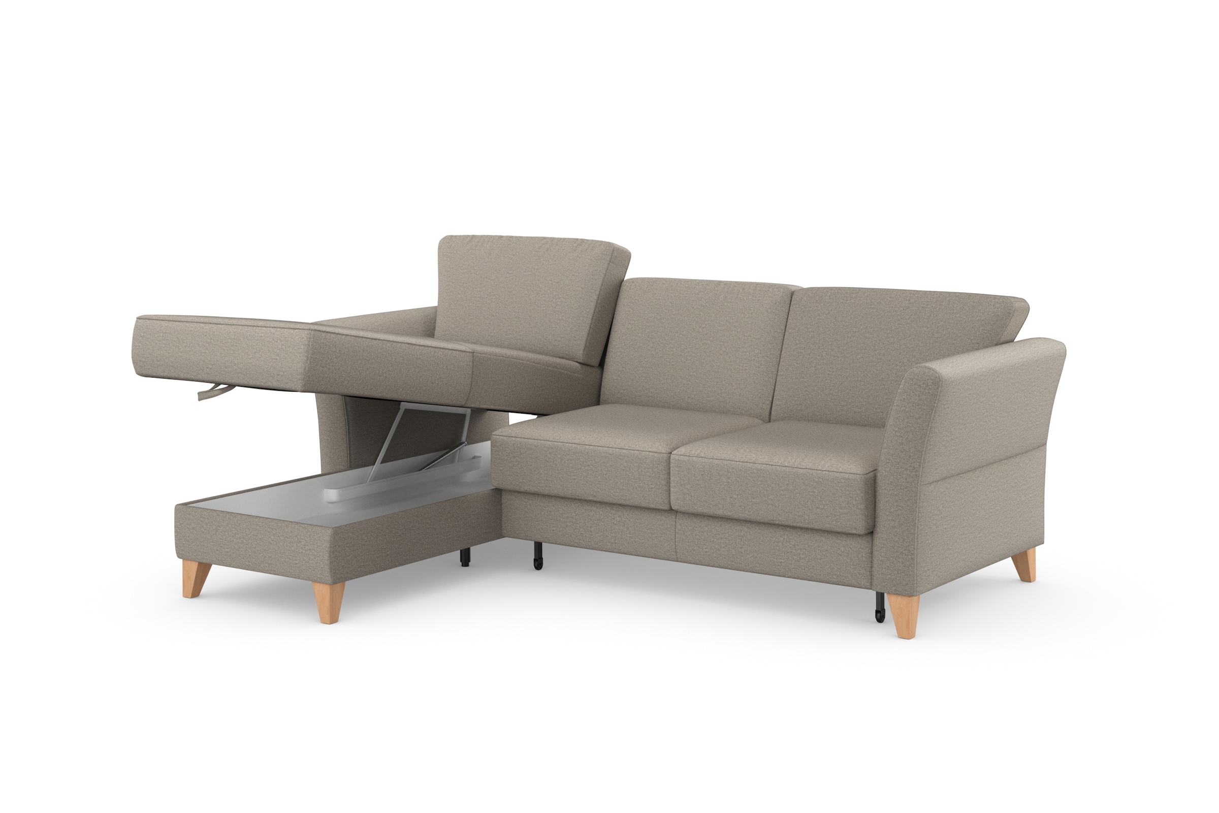 sit&more Ecksofa »Visby L-Form«, Wahlweise mit Bettfunktion und Bettkasten, frei im Raum stellbar