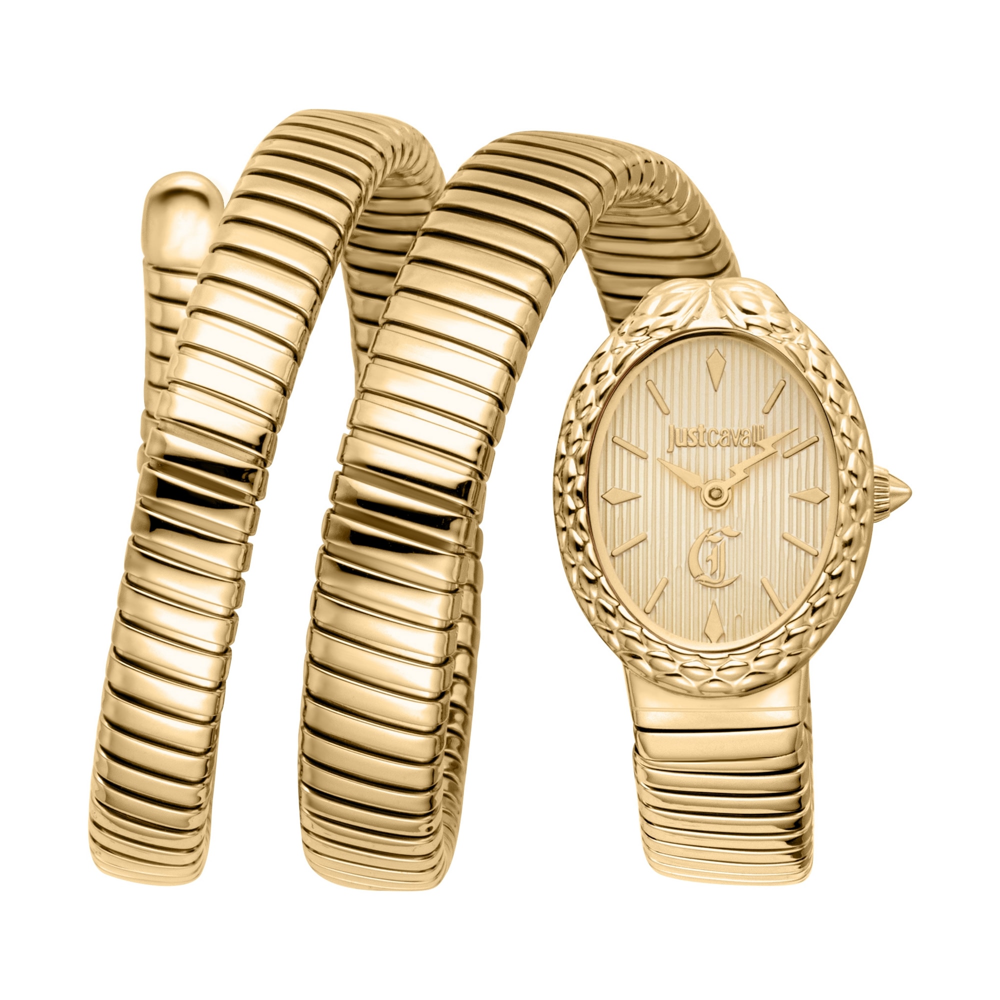 Just Cavalli Time Quarzuhr »Signature Snake« Armbanduhr, Damenuhr, Edelstahlarmband, analog, Kristallsteine