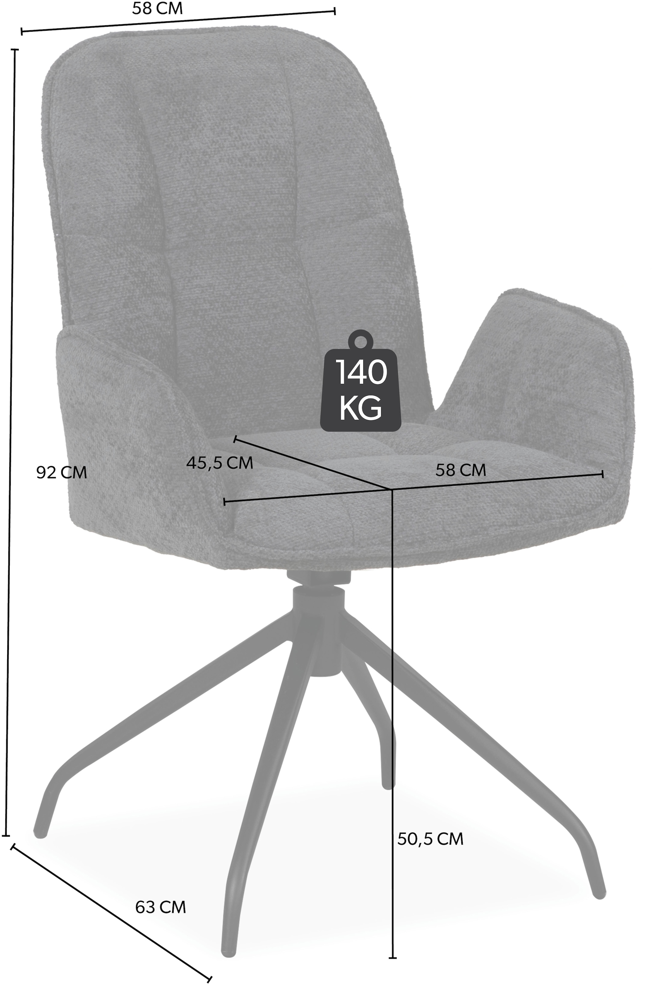 OMG Design Esszimmerstuhl »Cooper« (Set) 1 Stk.Drehstuhl mit auto-return, Armlehnenstuhl