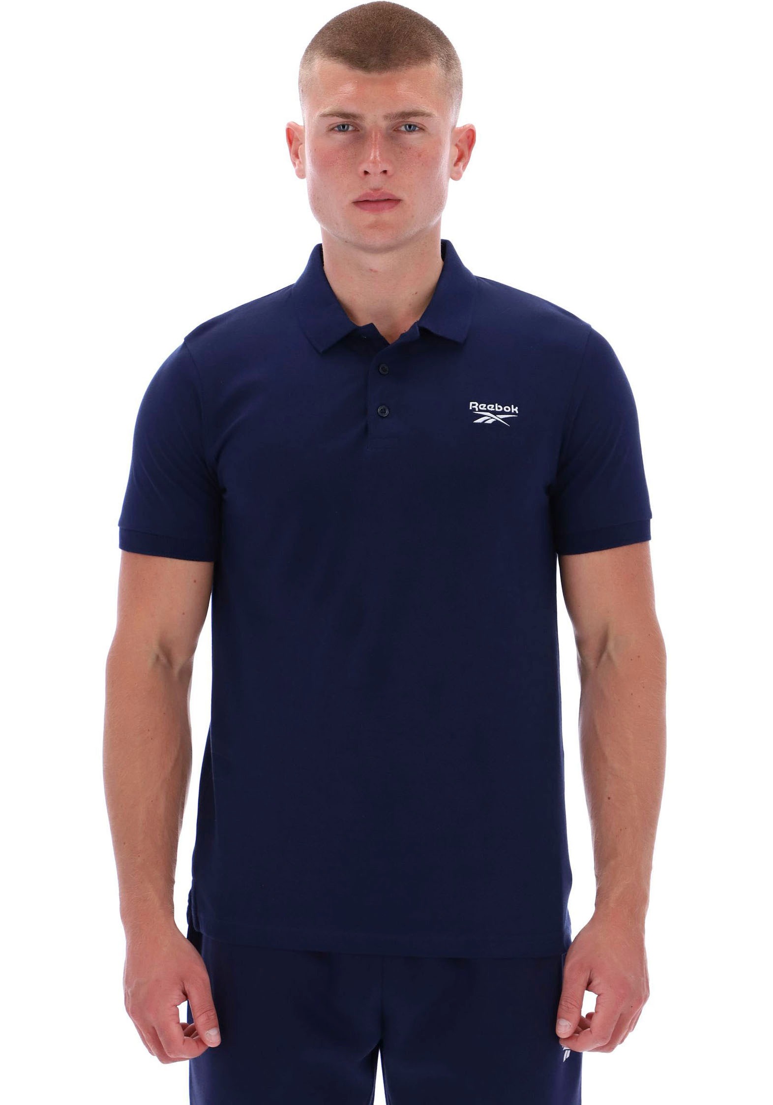 Reebok Poloshirt "BLAZE EMBROIDERED SS POLO SHIRT" Kurzarm-Design, mit Rundhalsausschnitt, aus Baumwolle