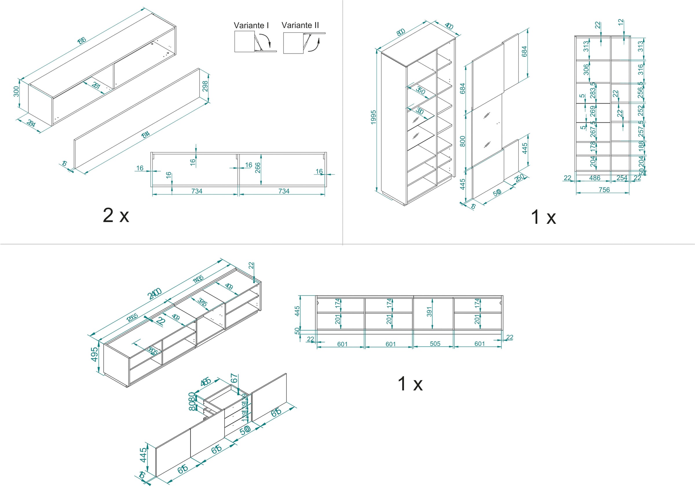 INOSIGN Schrank-Set »LARGO«, (Set, 4 St.), Soft-Close-Funktion und Push to open