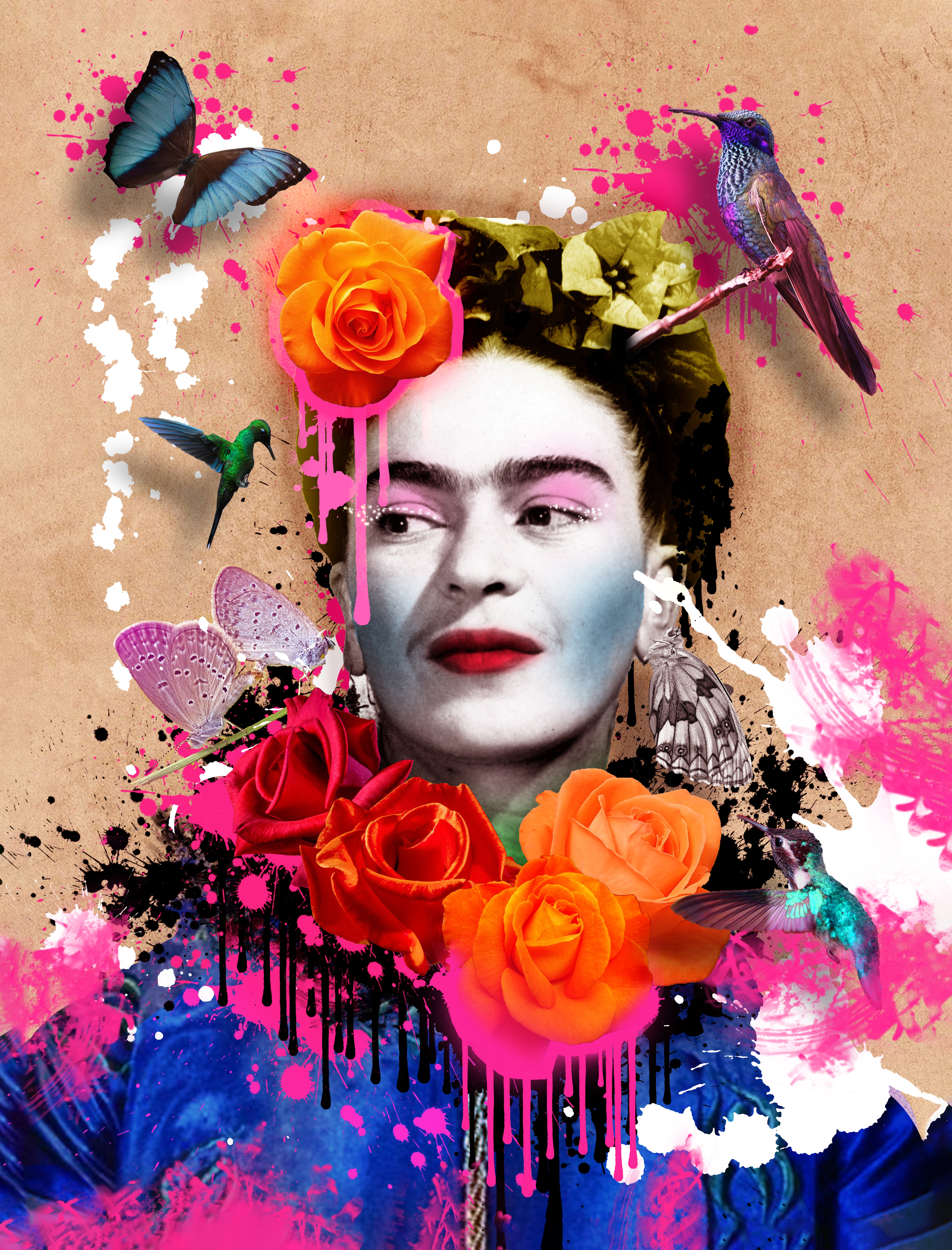 Affengeilebilder Leinwandbild "Frida Kahlo by Frank Amoruso auf Keilrahmen gespannt" 1 Stk. tlg. Kunstdruck Wandbild Bild in verschiedenen Formaten