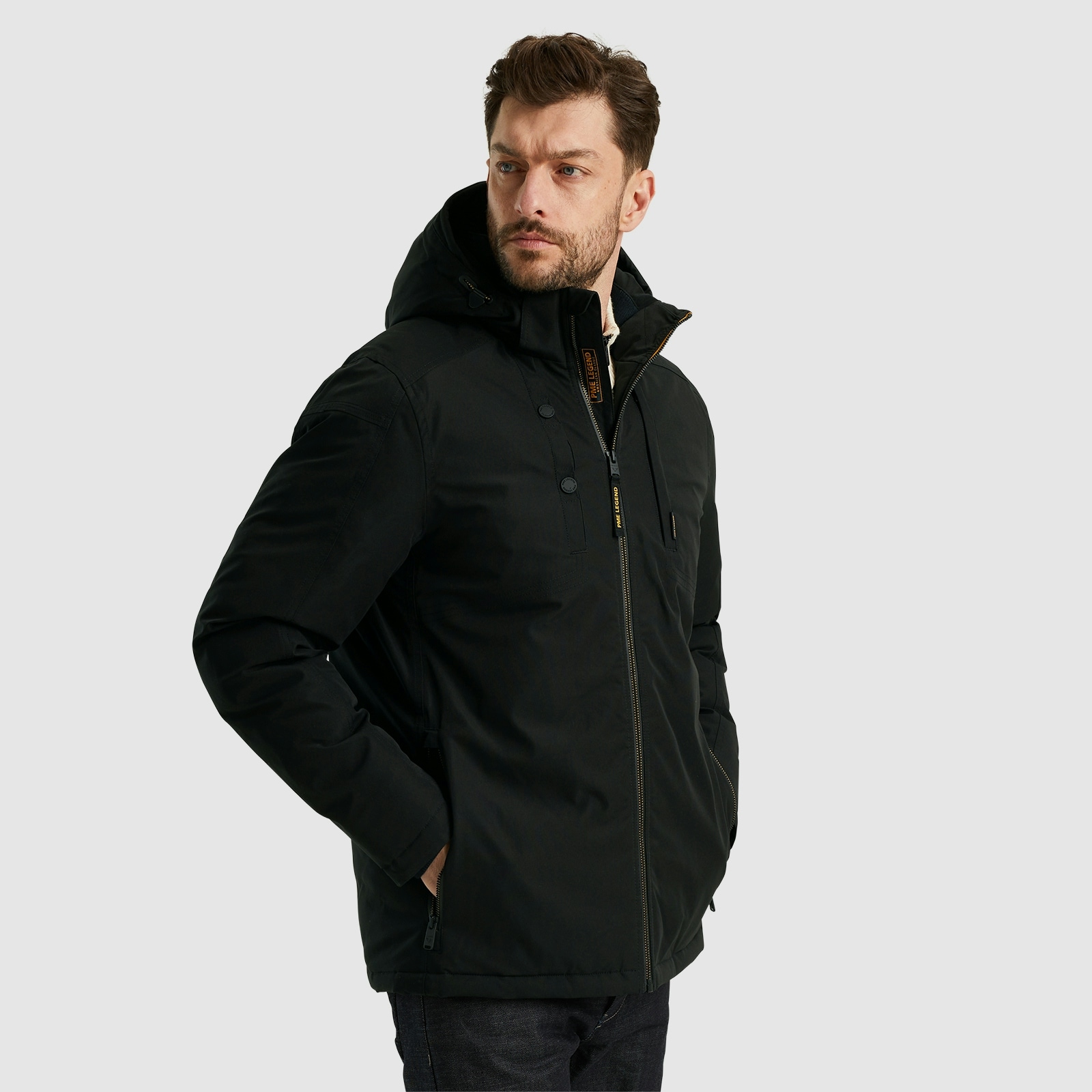 PME LEGEND Outdoorjacke »Semi long jacket STEARPACKER Ottoman«, mit Kapuze, mit Kapuze