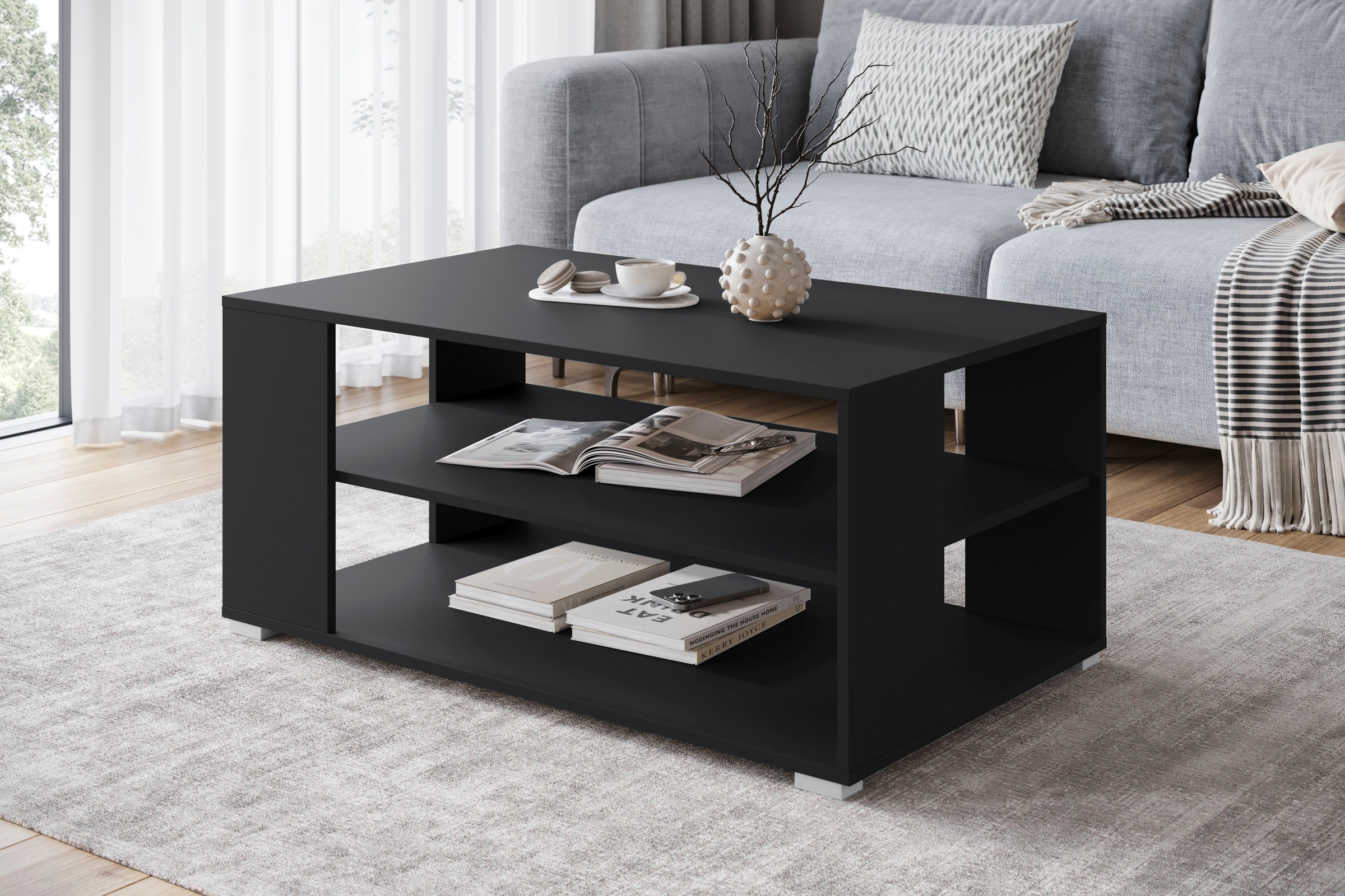 INOSIGN Couchtisch »Kenia«, (1 St.), Rechteckiger Kaffetisch, 100x66 cm, mit 2 Ablageböden