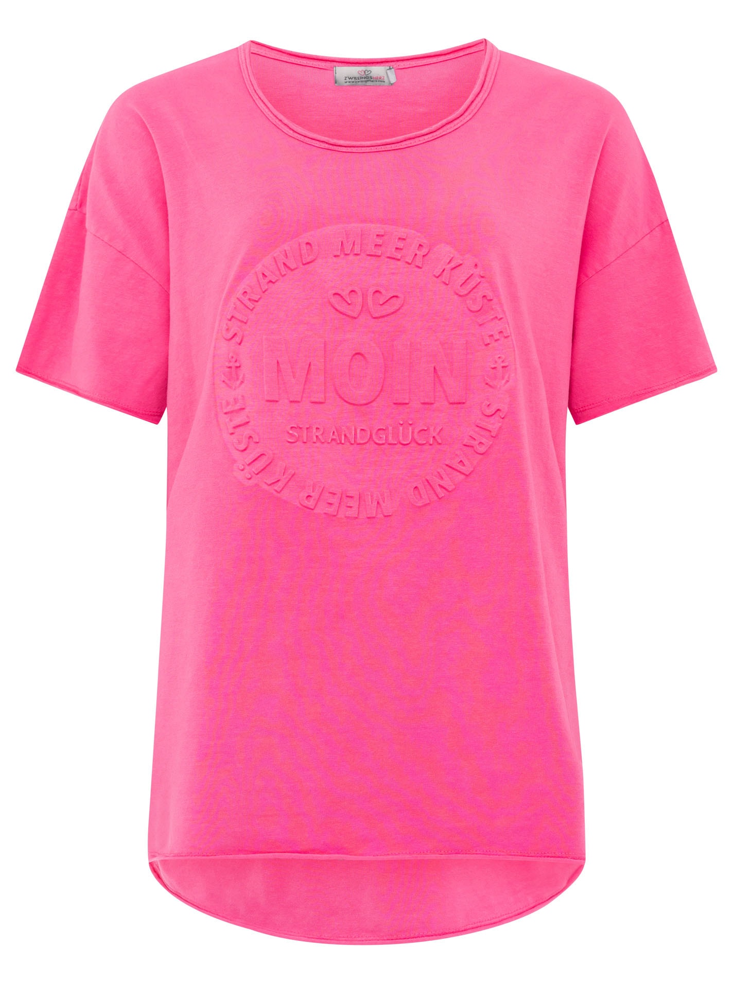 Zwillingsherz Kurzarmshirt »Oversized Shirt Stempeldruck "Moin"«, mit mit großem MOIN Druck