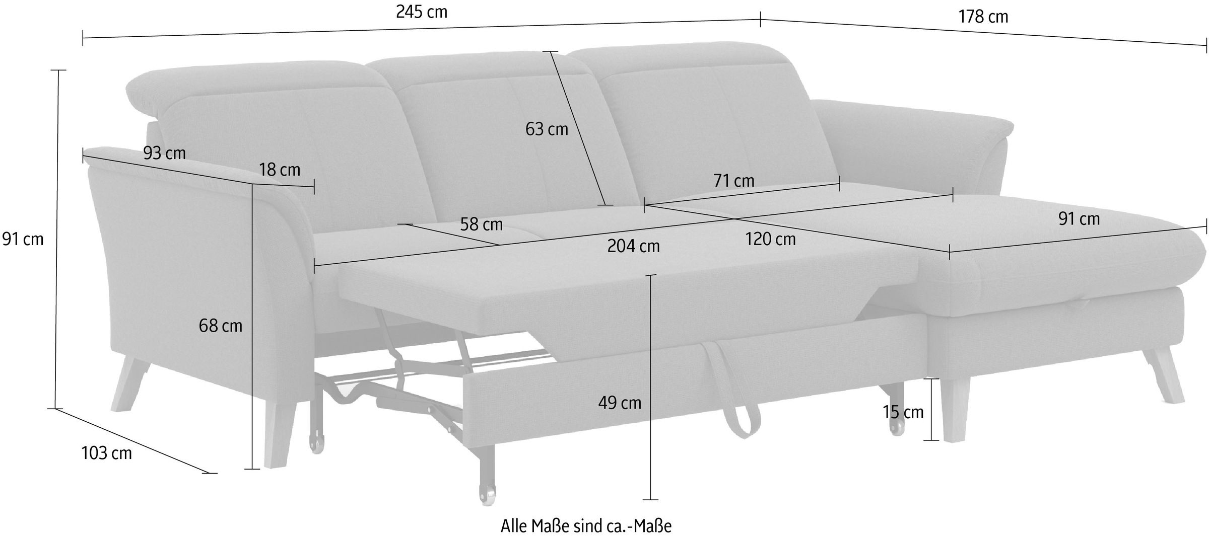 sit&more Ecksofa »Romero L-Form«, wahlweise mit oder ohne Relax-Funktion, Bettfunktion, Bettkasten