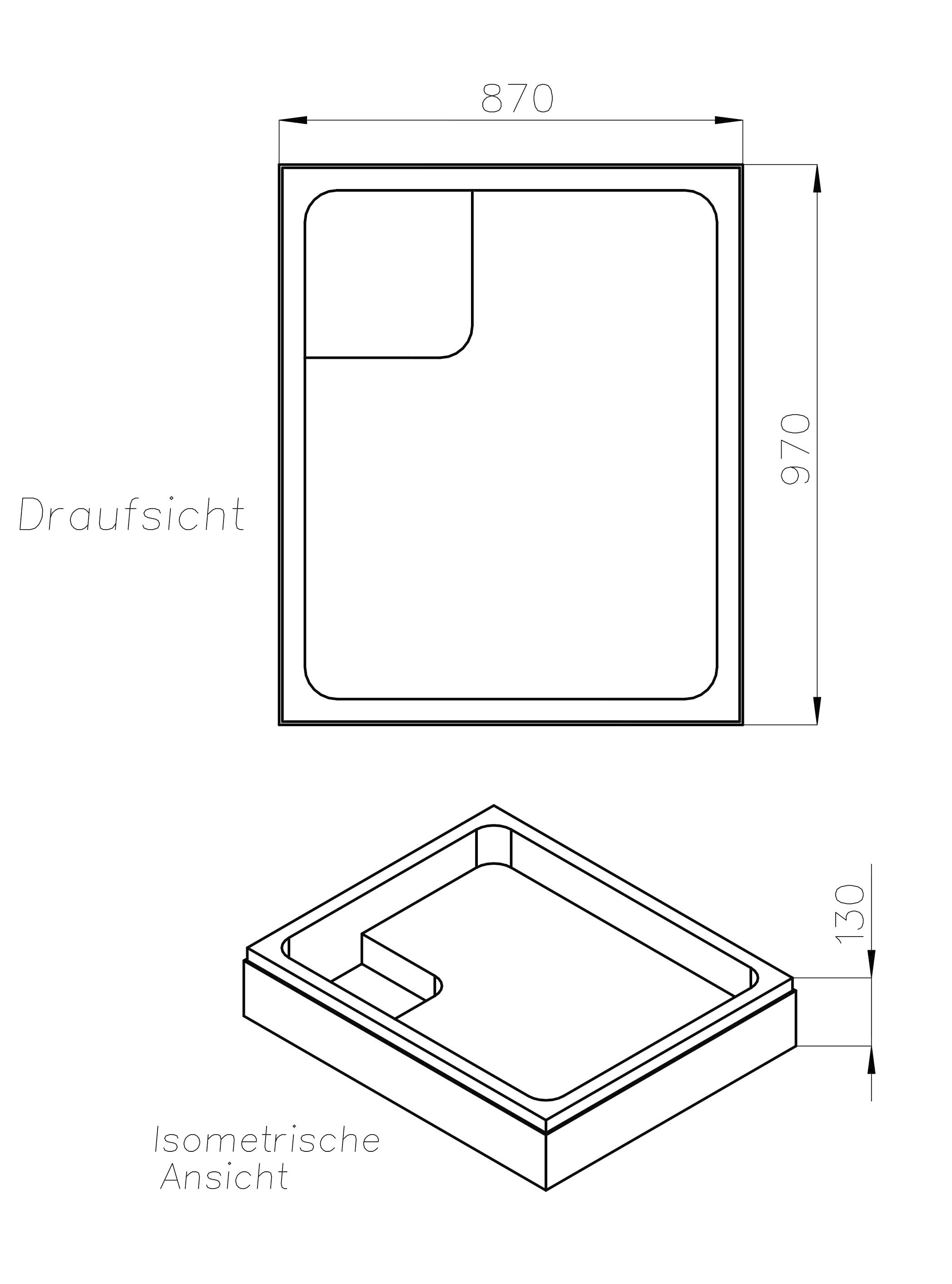 OTTOFOND Duschwanne, (Set), 100x90x3 cm, mit Wannenträger, Ablaufgarnitur und Fugendichtband