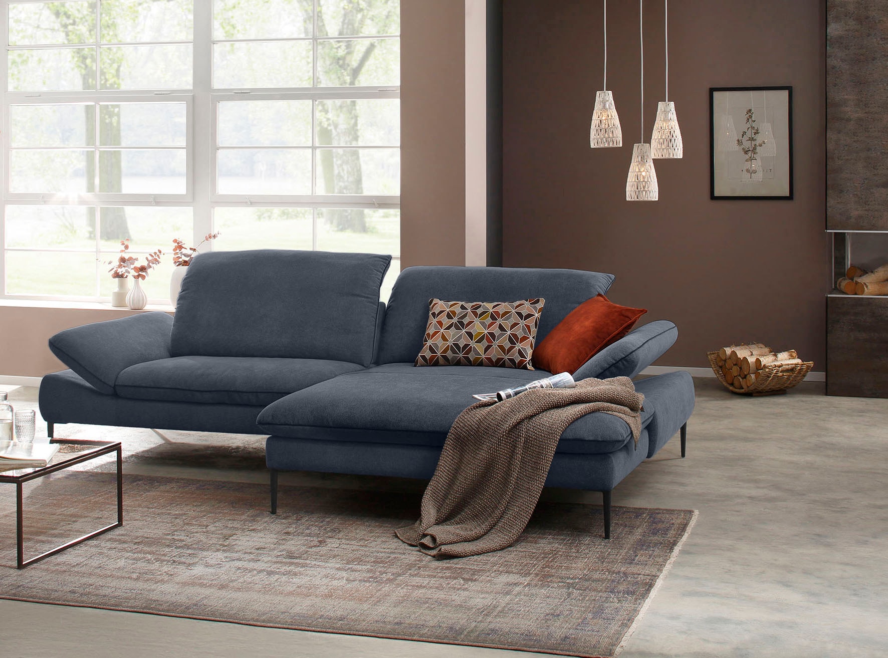 W.SCHILLIG Ecksofa "enjoy&MORE, Designsofa, elegant und bequem, L-Form" Sitztiefenverstellung, Füße schwarz pulverbeschichtet, Breite 294 cm