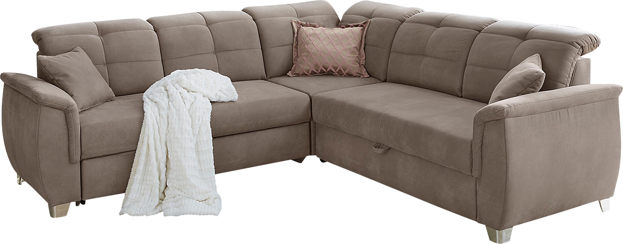 Jockenhöfer Gruppe Ecksofa Udine, verstellbare Kopfteile, Gästebett- und Relaxfunktion