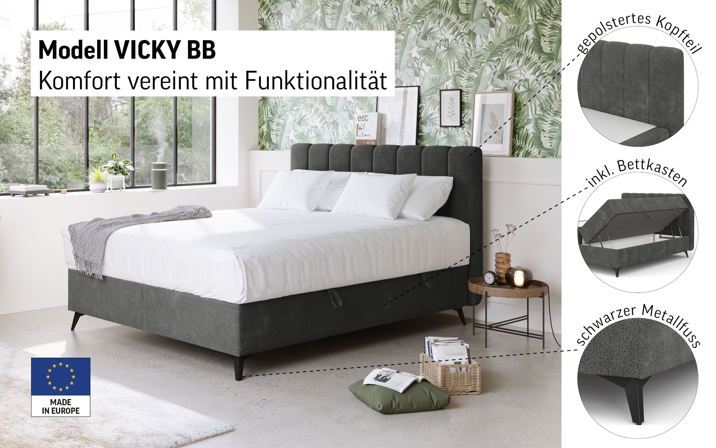 COTTA Boxbett »Vicky inkl. Bettkasten«, erhältlich in den Breiten 160x200cm & 180x200cm
