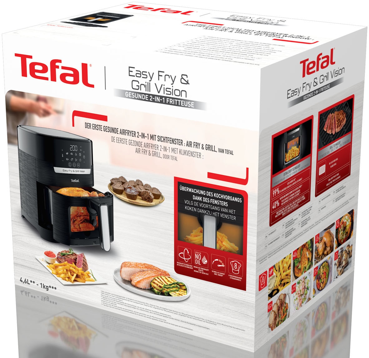 Tefal Heißluftfritteuse »Easy Fry & Grill Vision«, 1550 W, Sichtfenster, schnell & energiesparend, 8 Programme, EY5068