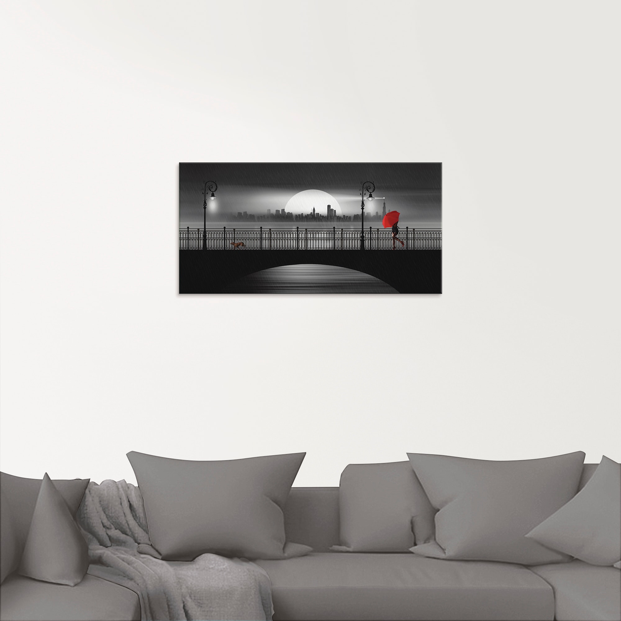 Artland Glasbild »Die Brücke im Regen«, Brücken, (1 St.), in verschiedenen Größen