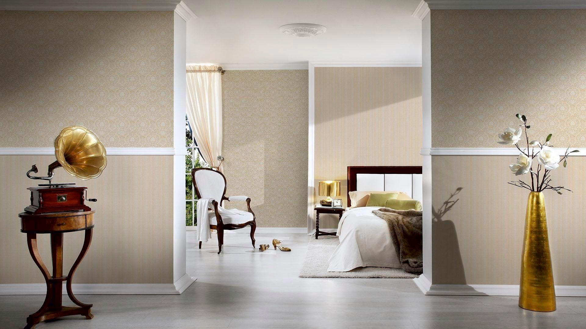 living walls Papiertapete »Concerto«, Barock-ornamental-gemustert, Tapete Barock Metallic Tapeten Wohnzimmer Schlafzimmer Küche Design