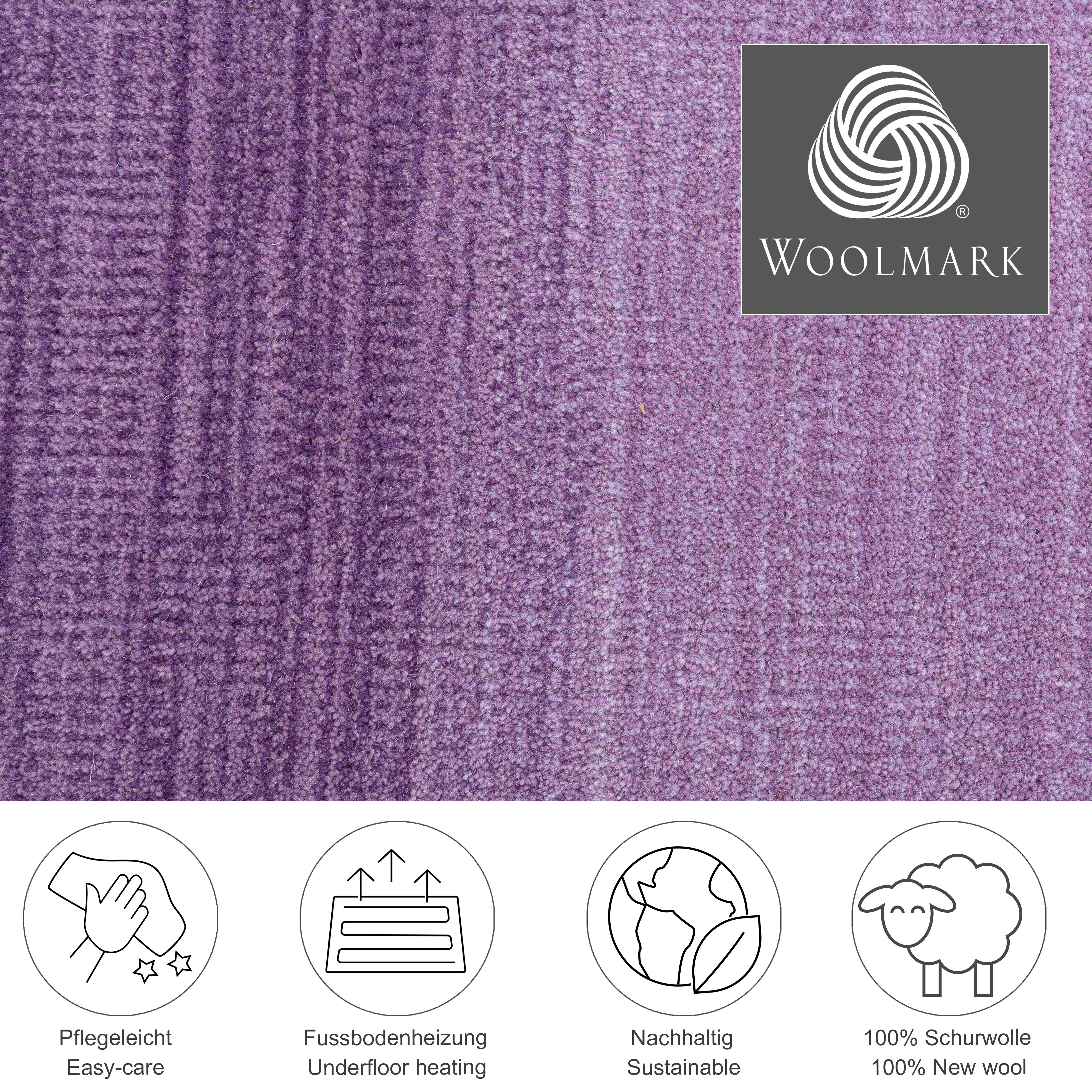 Thumbnail - THEKO Wollteppich "Wool Comfort" rechteckig 14 mm Höhe Handweb Teppich, reine Wolle, handgewebt, brilliante Farben, Scan...