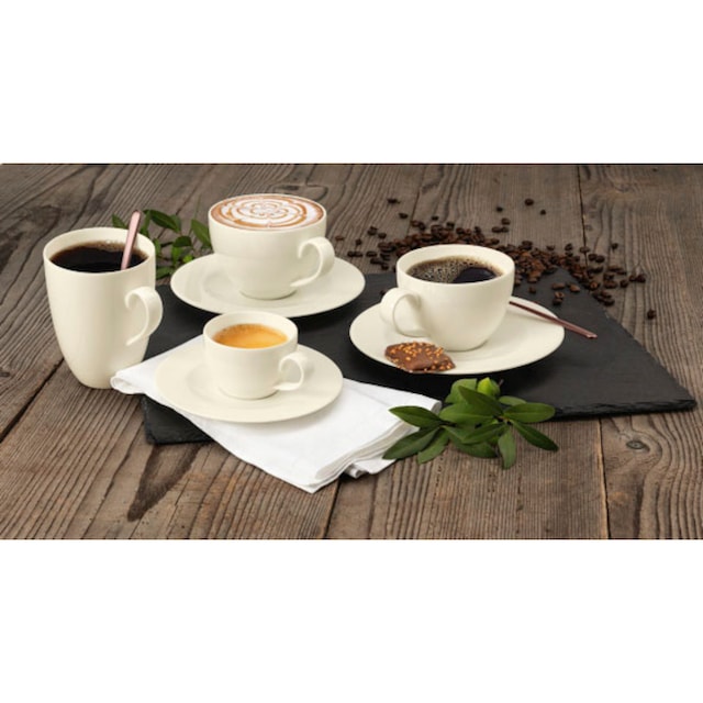 Seltmann Weiden Kaffeeservice »Geschirr-Set, Service Zoè«, (Set, 18 tlg.,  6x Kaffeeobertasse, 6x Kombi-Untertasse groß, 6x Frühstücksteller rund), zeitlose  Formensprache, Made in Germany, 18 Teile, für 6 Personen | BAUR