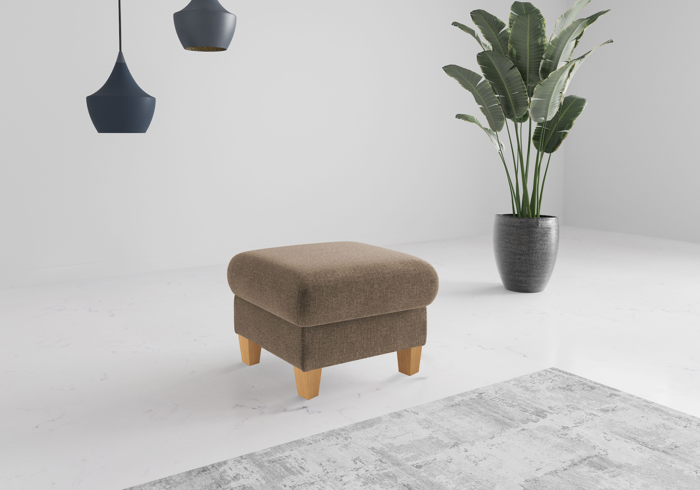 Home affaire Polsterhocker "Rochelle" 1 Stk. tlg. Massive 12 cm Holzbeine günstig online kaufen