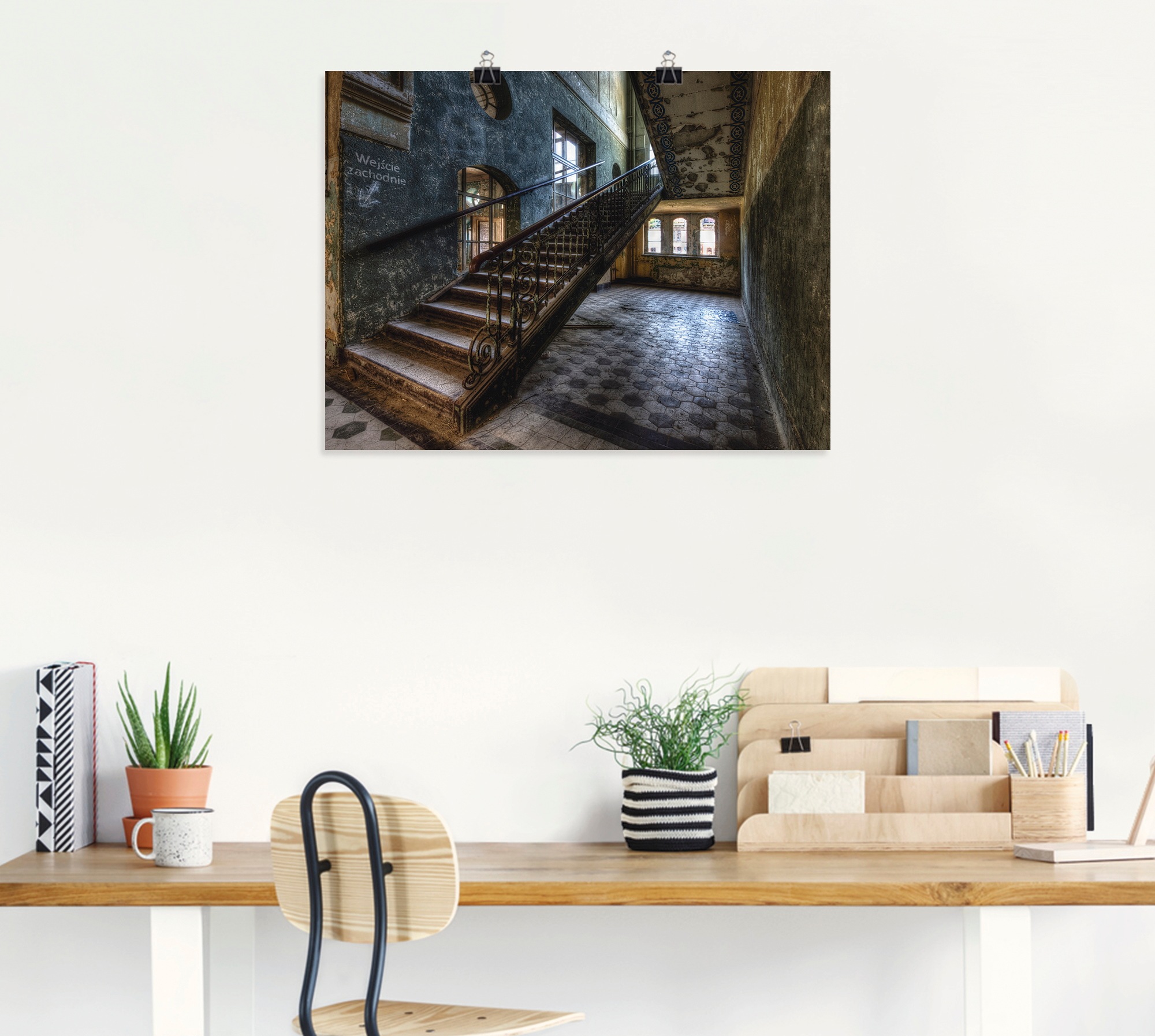 Wandbild ARTLAND "Lost Place - Treppen", grau (farbe bild(er): grau), B:40cm H:30cm, Bilder, als Leinwandbild, Poster in verschied. Größen 2