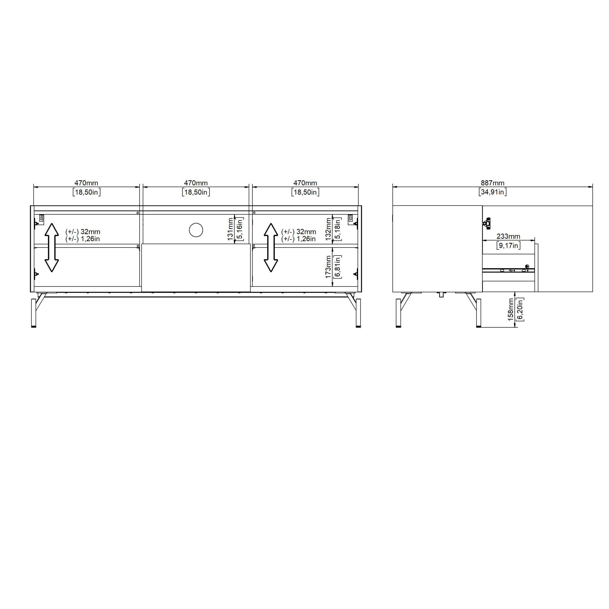 INOSIGN TV-Board »Bergen TV-Möbel, Fernsehtisch, TV-Unit, Media-Möbel, Sideboard,«, 2 Türen, verstellbaren Böden,1 Schublade, Kabelmanagement, B:147 cm