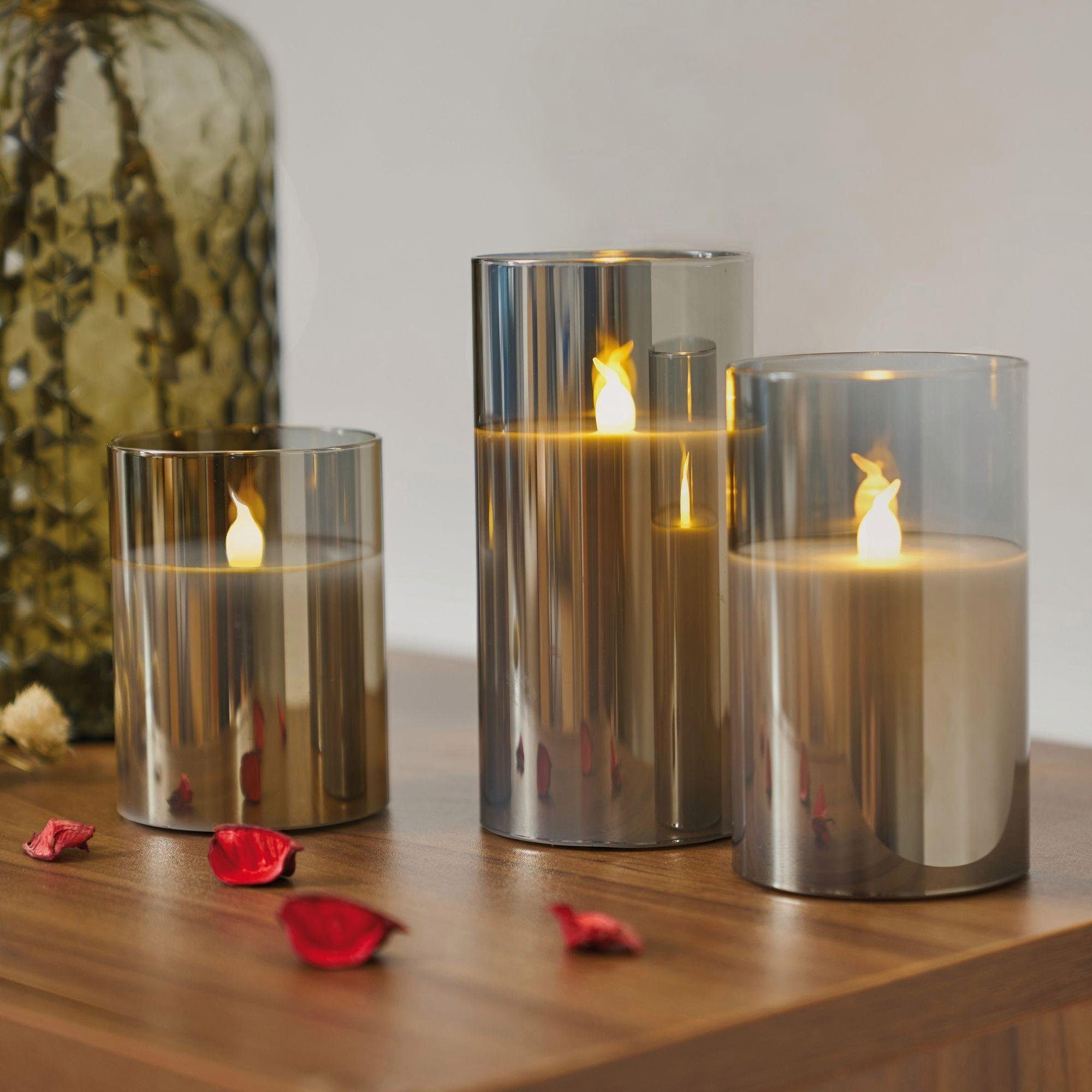 Pauleen LED Dekolicht »LED-Kerze Classy Smokey Candle, 3er Set«, Wachskerze