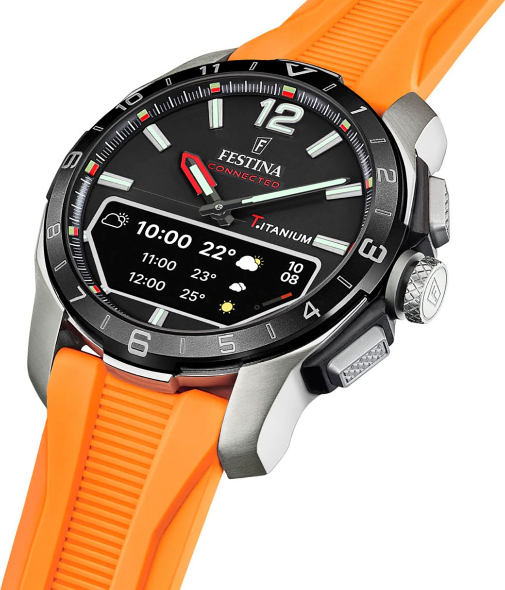 Festina Smartwatch »Connected D«, Quarzuhr, Armbanduhr, Herrenuhr, Schrittzähler, Weltzeit, Stoppfunkt.)