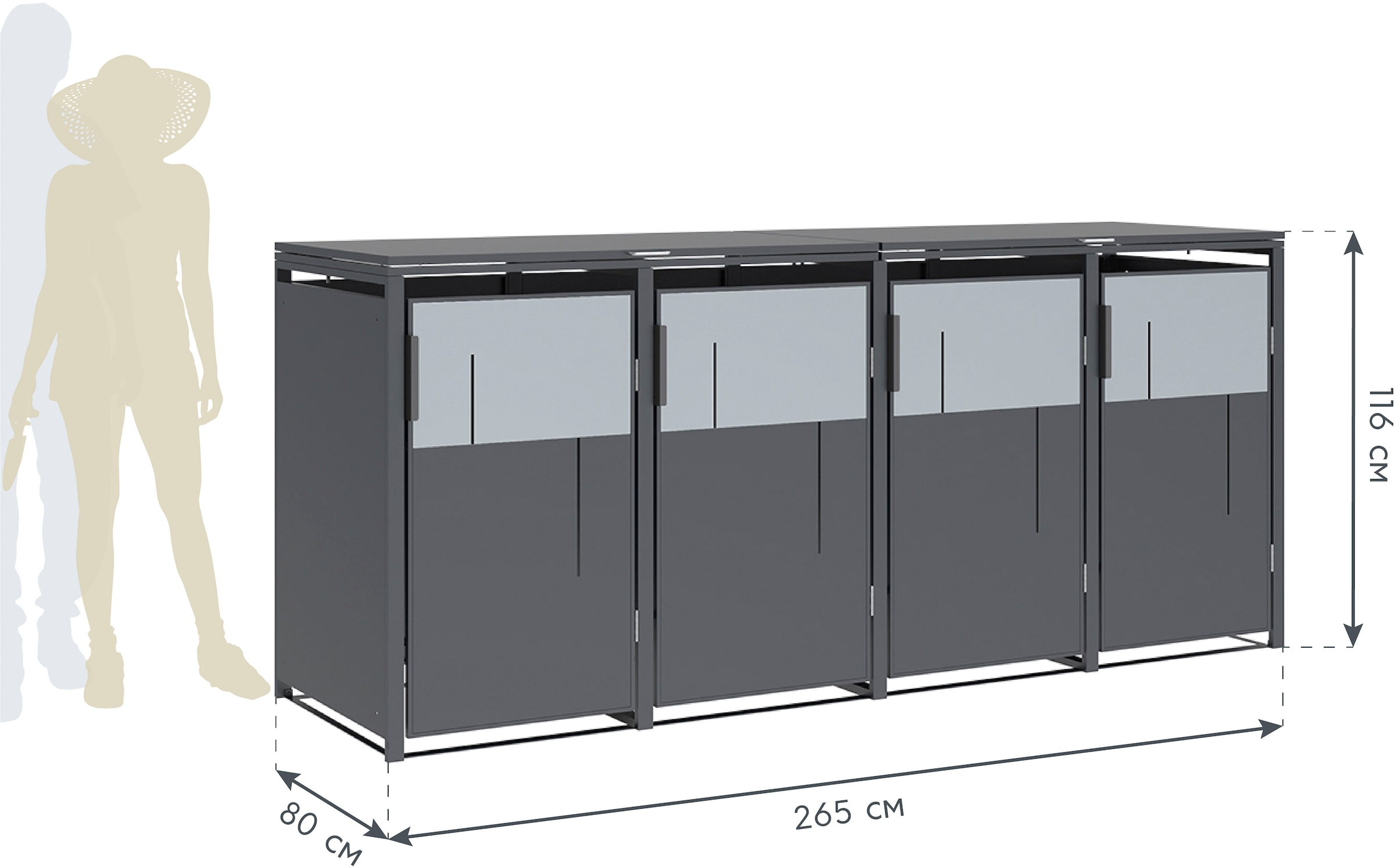 WESTMANN Mülltonnenbox »Tonus 4« BxTxH: 265x80x116 cm, für 4x240 L Mülltonnen