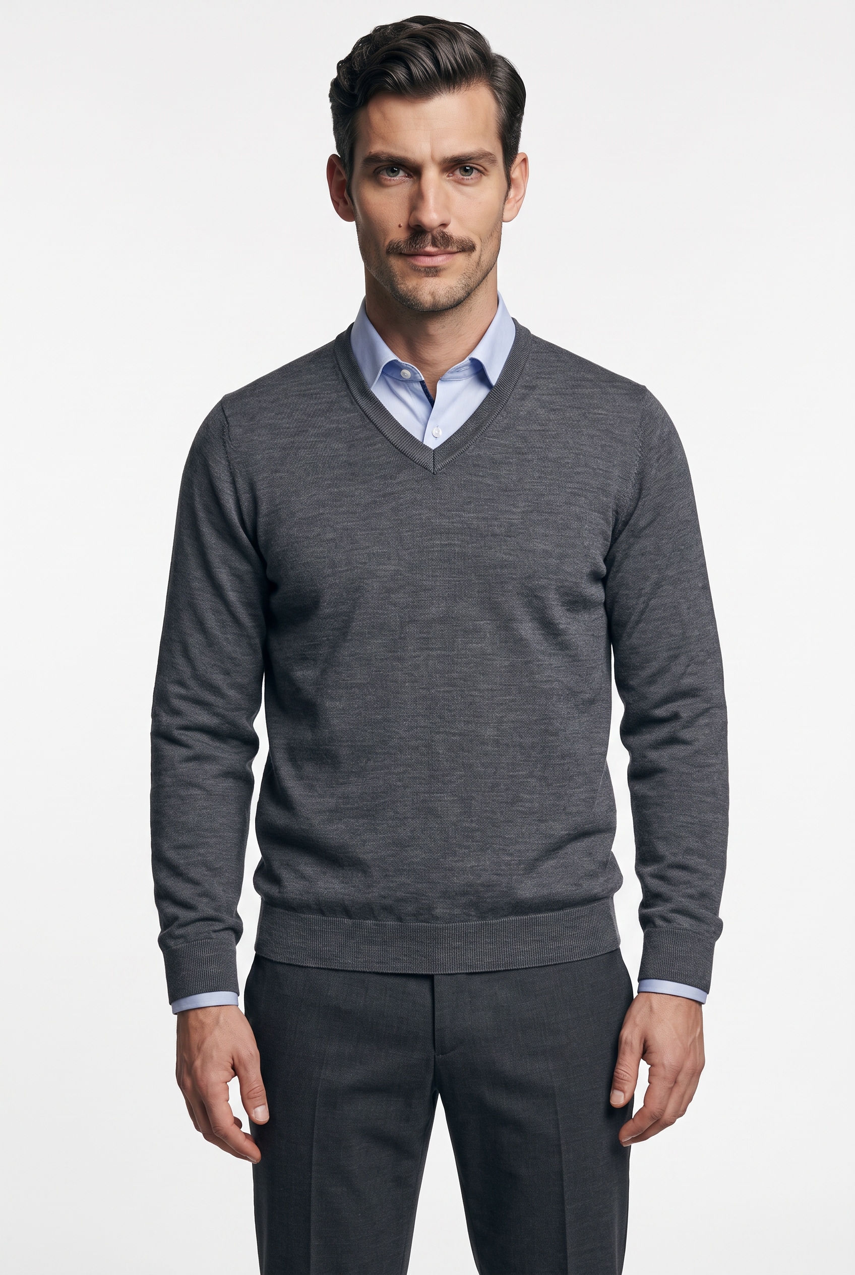 MARVELIS V-Ausschnitt-Pullover aus reiner Wolle