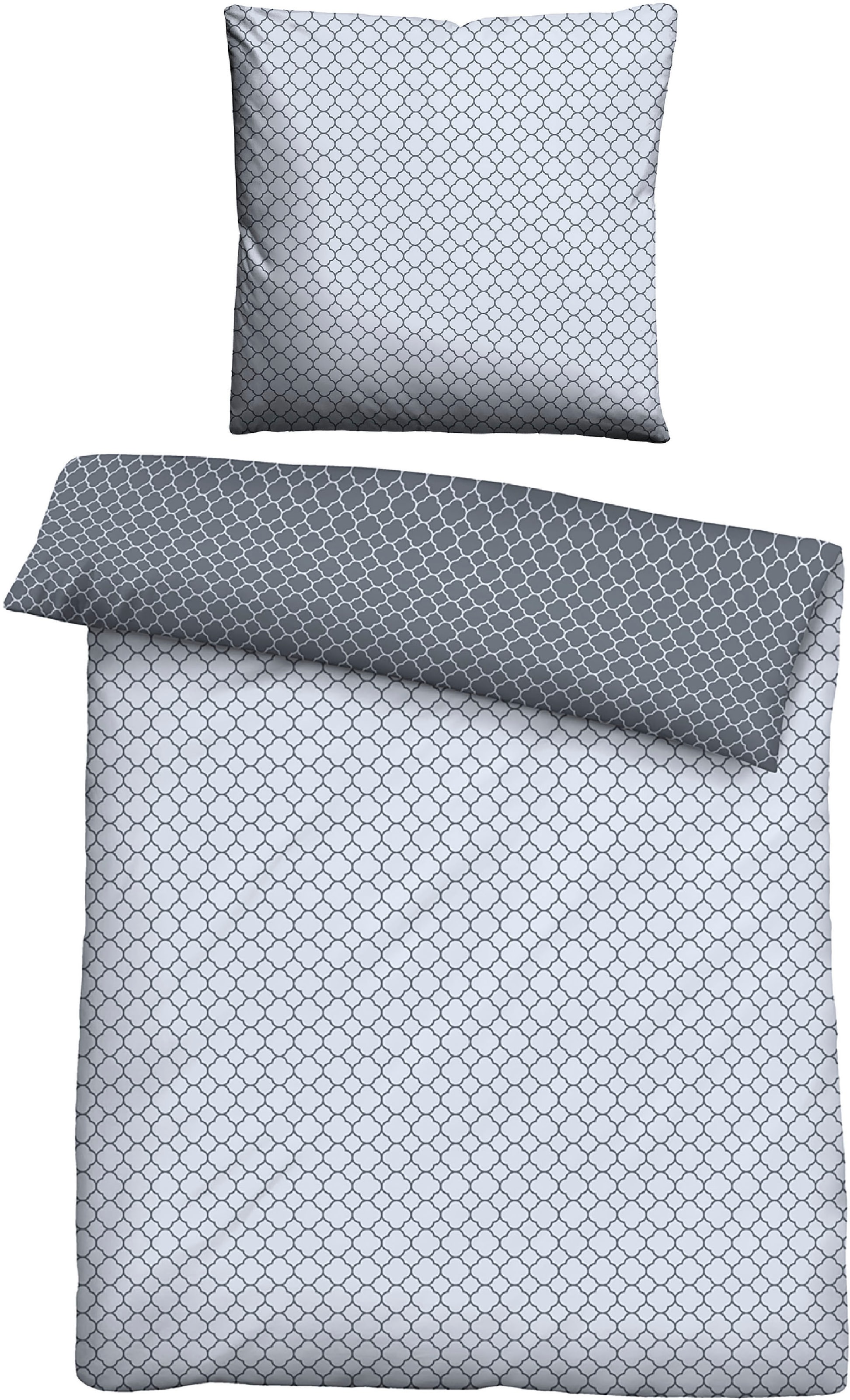 Biberna "Combinate in Gr. 135x200, 155x220 oder 200x200 cm" 3 Stk. Bettwäsche aus Baumwolle, zeitlose Bettwäsche mit Wendeoptik