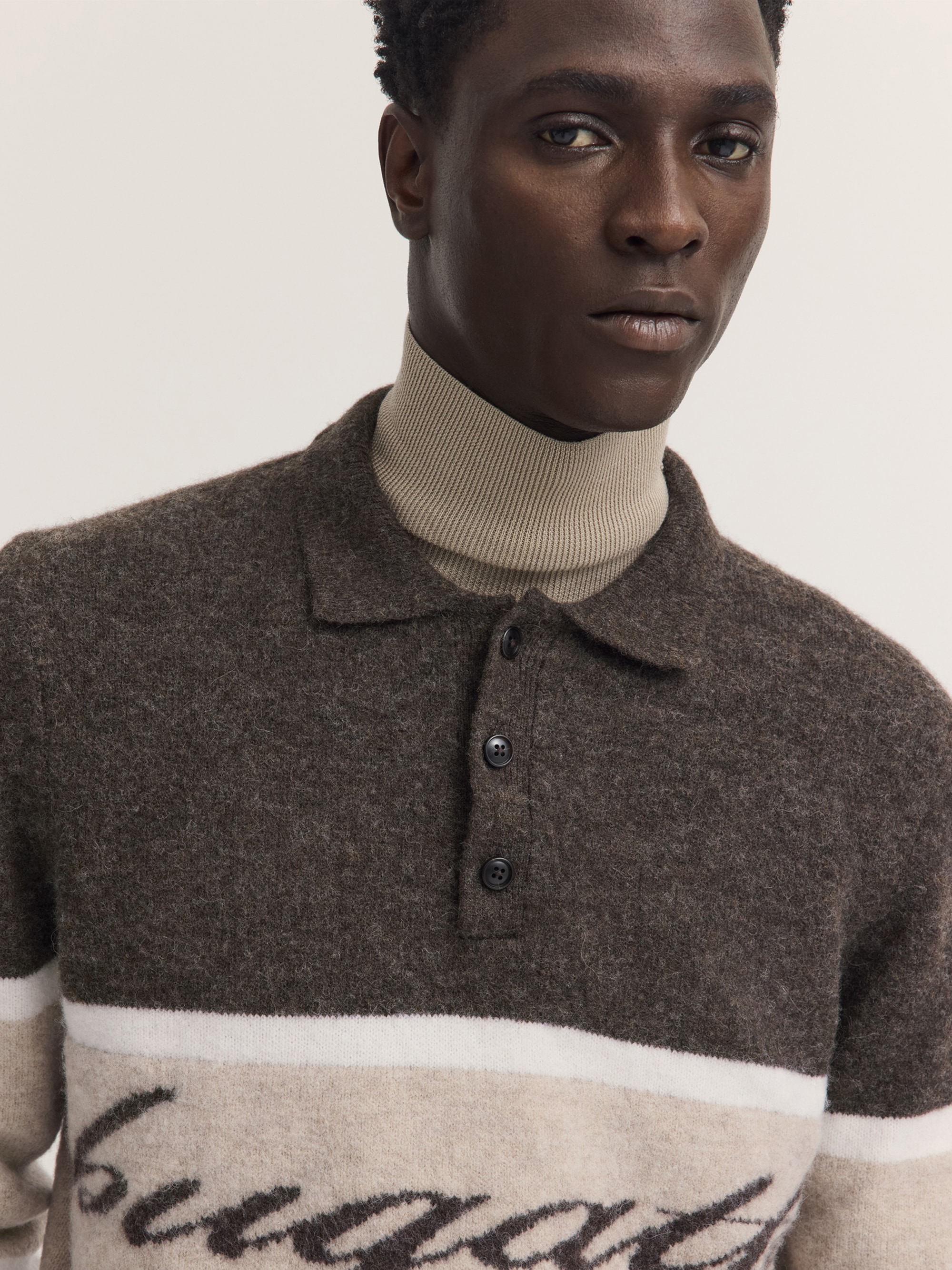 bugatti Poloshirt »Regular Fit« Regular Fit Wollmix Alpaka Colorblock