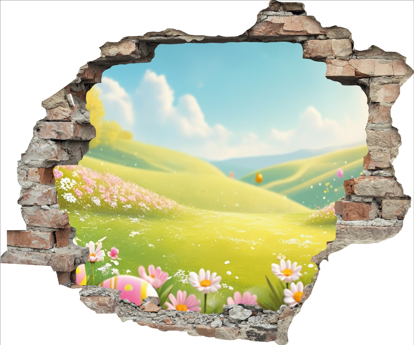 queence 3D-Wandtattoo "Wiese im Frühling" Selbstklebender Wandsticker Oster günstig online kaufen