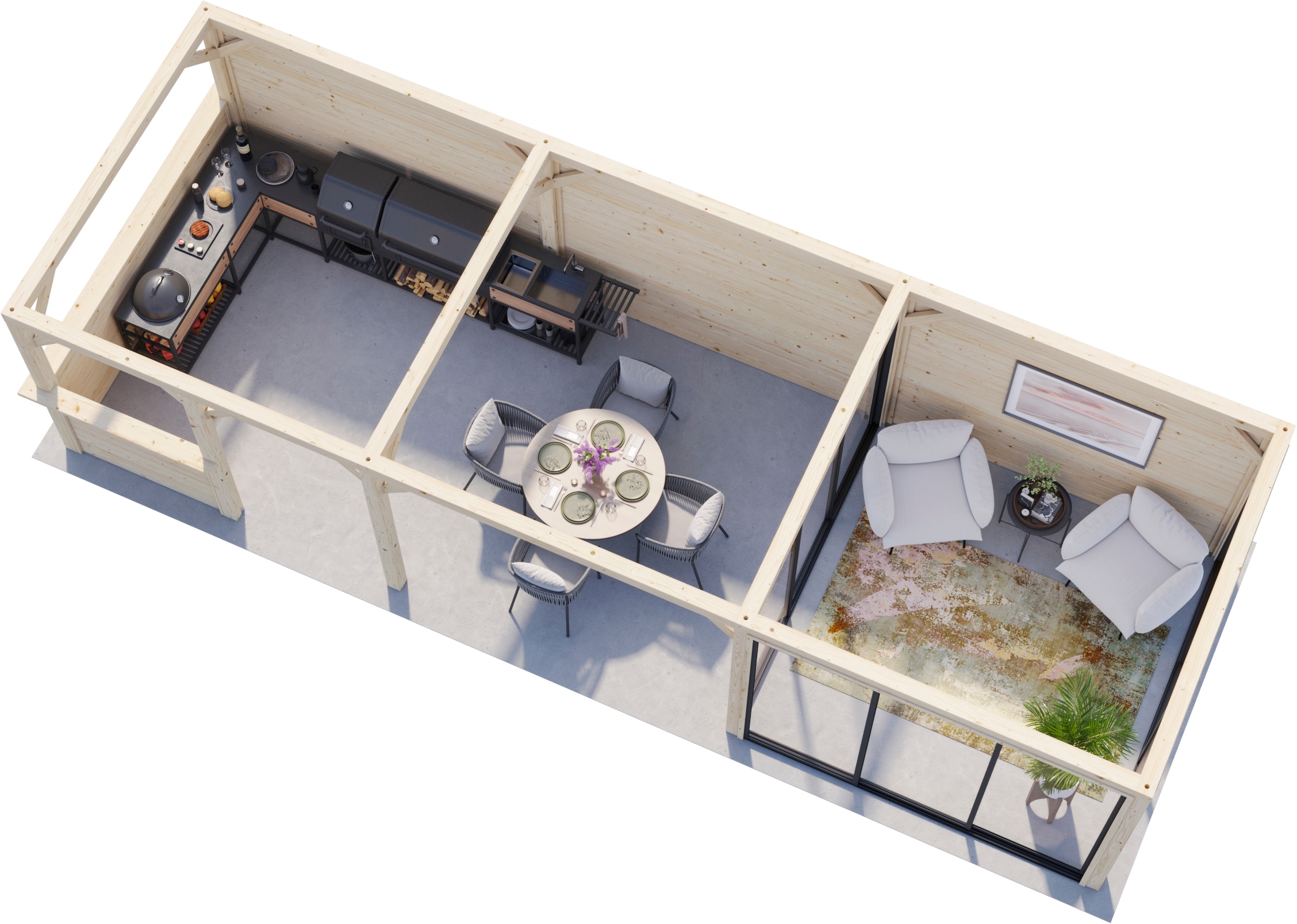 Palmako Gartenhaus »Lenna 24,9 m², Set 416 Slide«