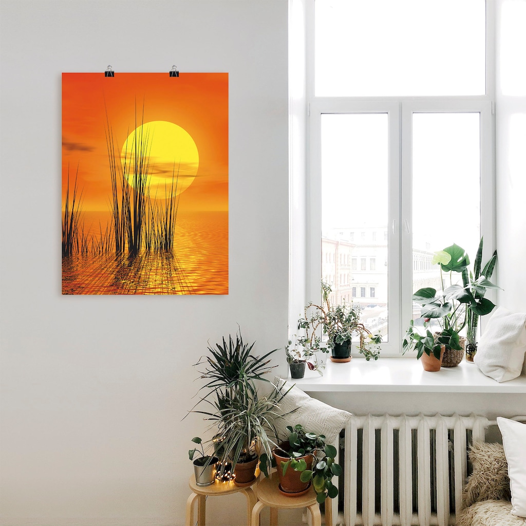 Artland Wandbild »Sonnenuntergang mit Schilf«, Sonnenaufgang & -untergang, (1 St.)